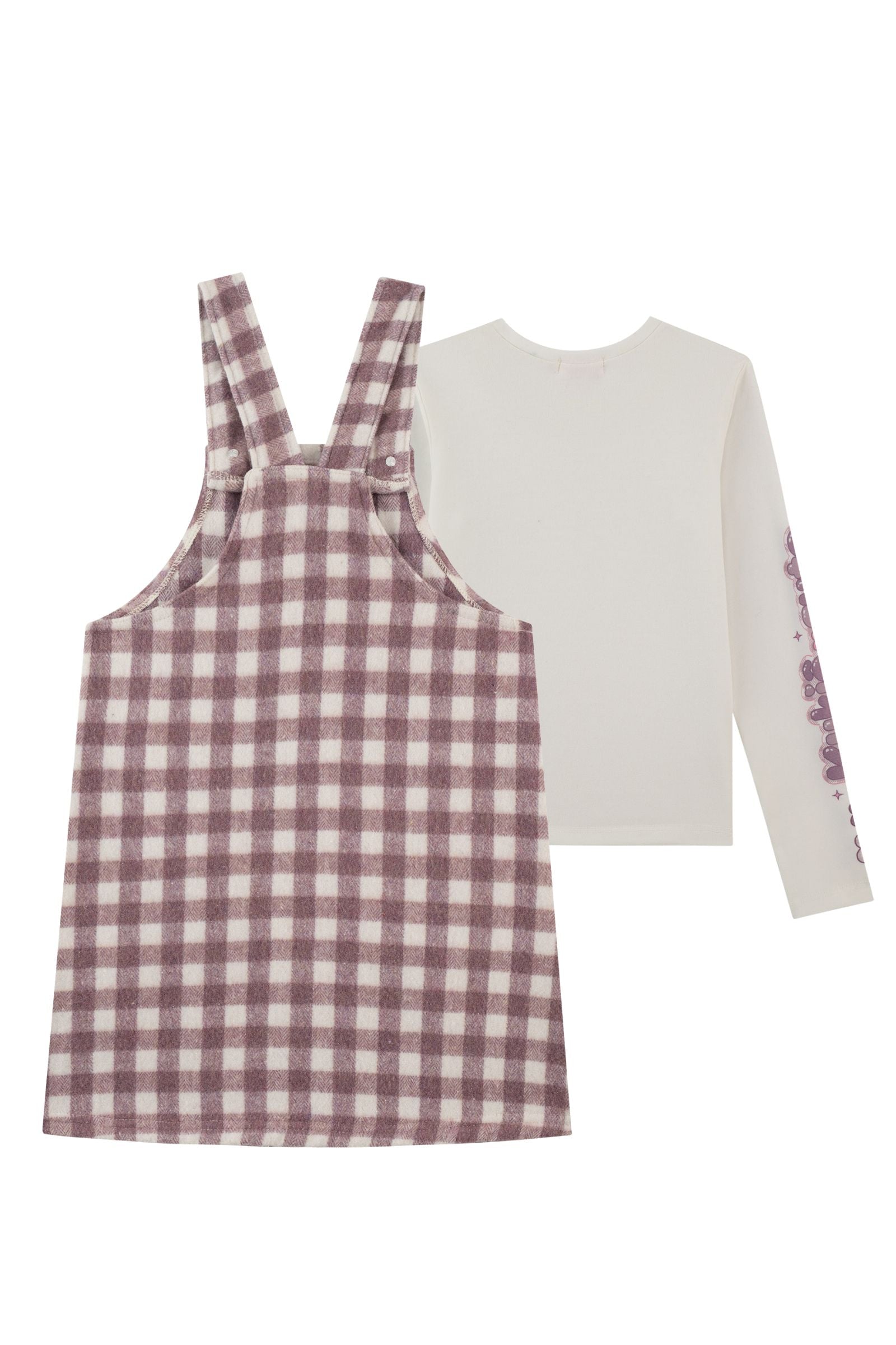 Conjunto de Blusa em Cotton e Salopete em Lã Batida 92684 Kukiê Infantil Menina