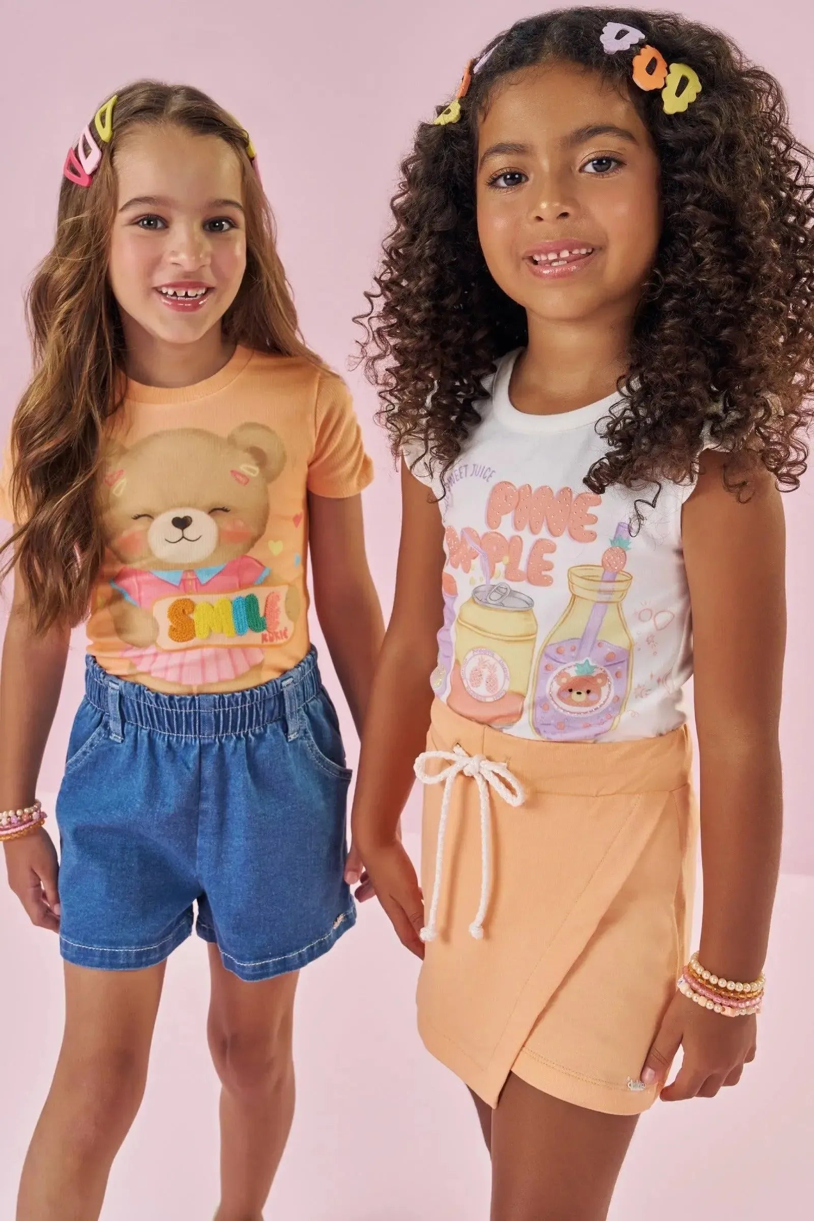 Shorts em Jeans com Elastano 86883 Kukiê Infantil Menina