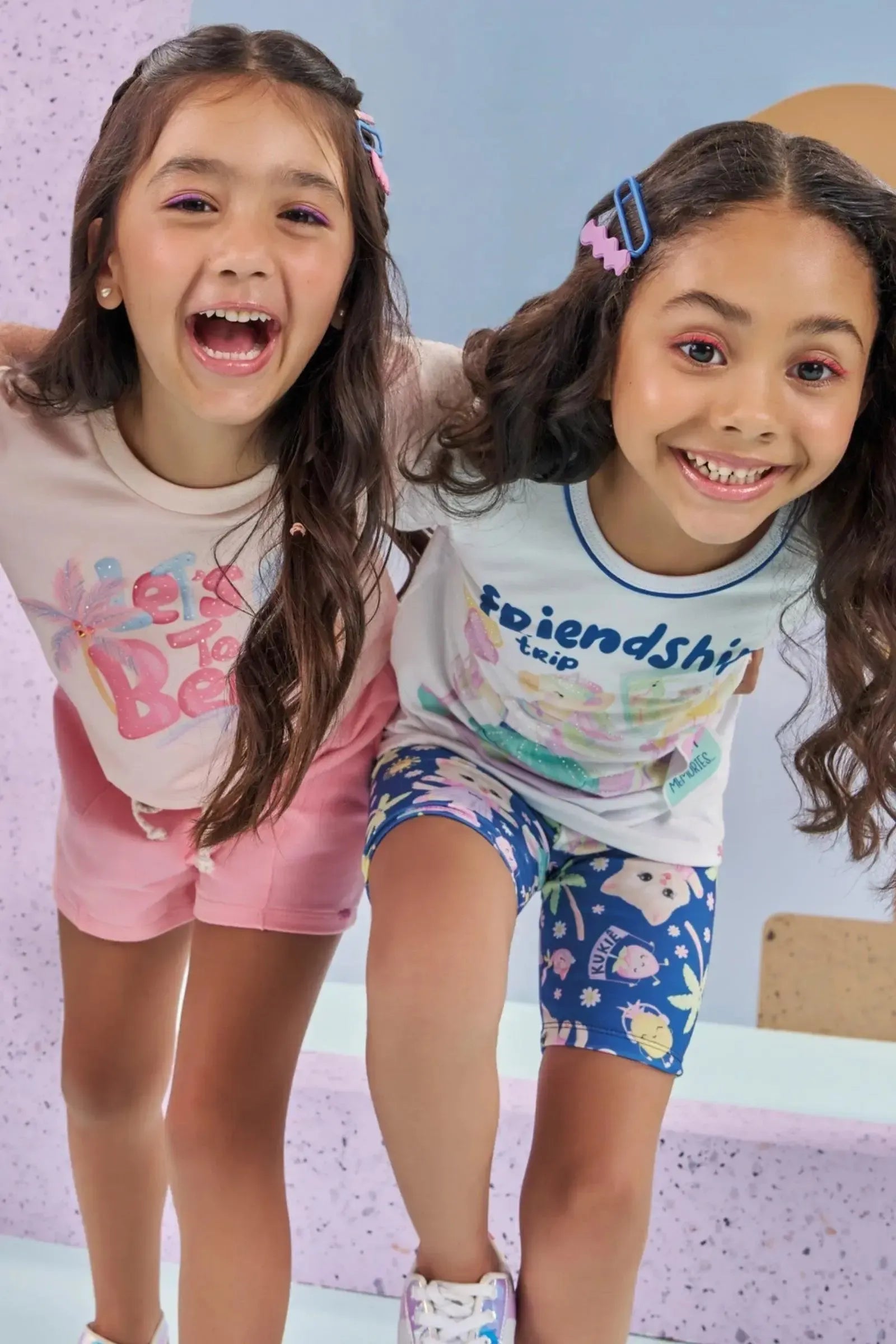 Conjunto de Blusa Alongada em Meia Malha e Biker em Molecotton 87660 Kukiê Infantil Menina