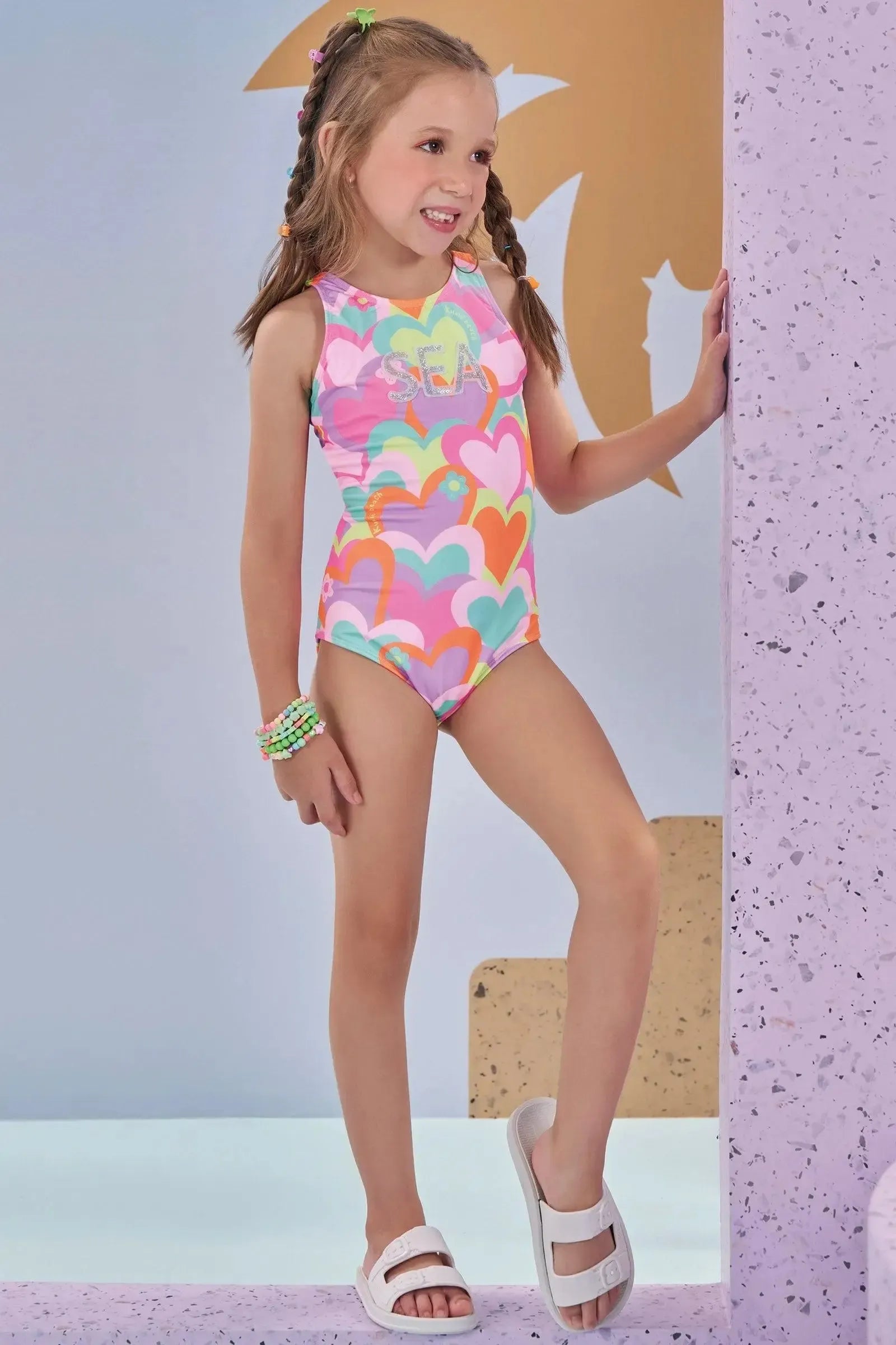 Maiô em Malha UV50+ 87733 Kukiê Infantil Menina