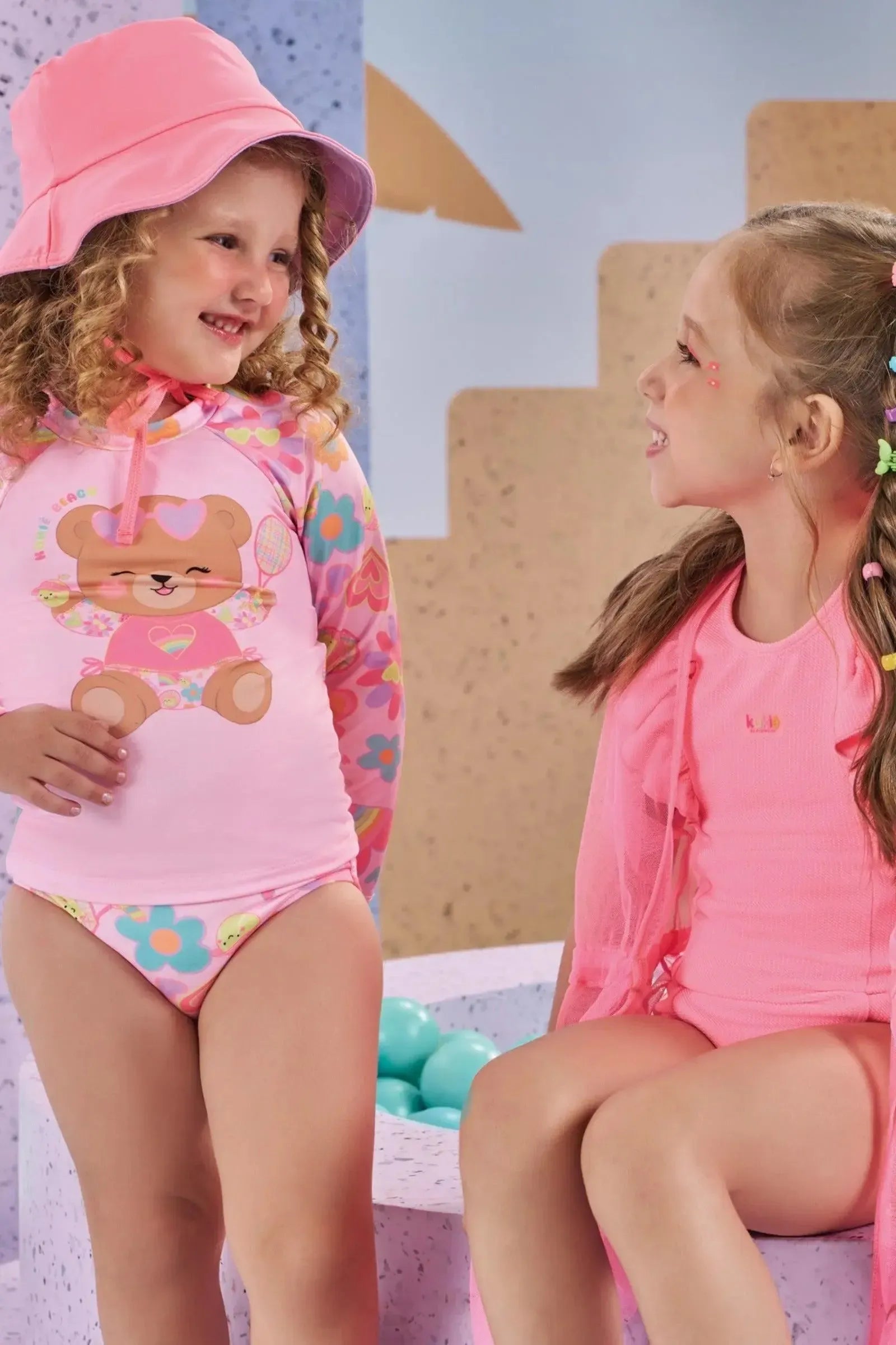 Maiô em Malha Jacquard Textura com Proteção UV50+ 88036 Kukiê Infantil Menina