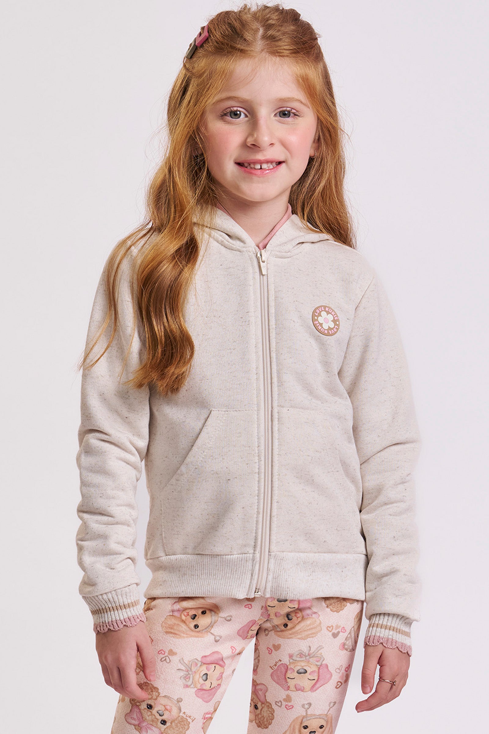 Jaqueta em Moletom sem Pelúcia 89922 Kukiê Infantil Menina