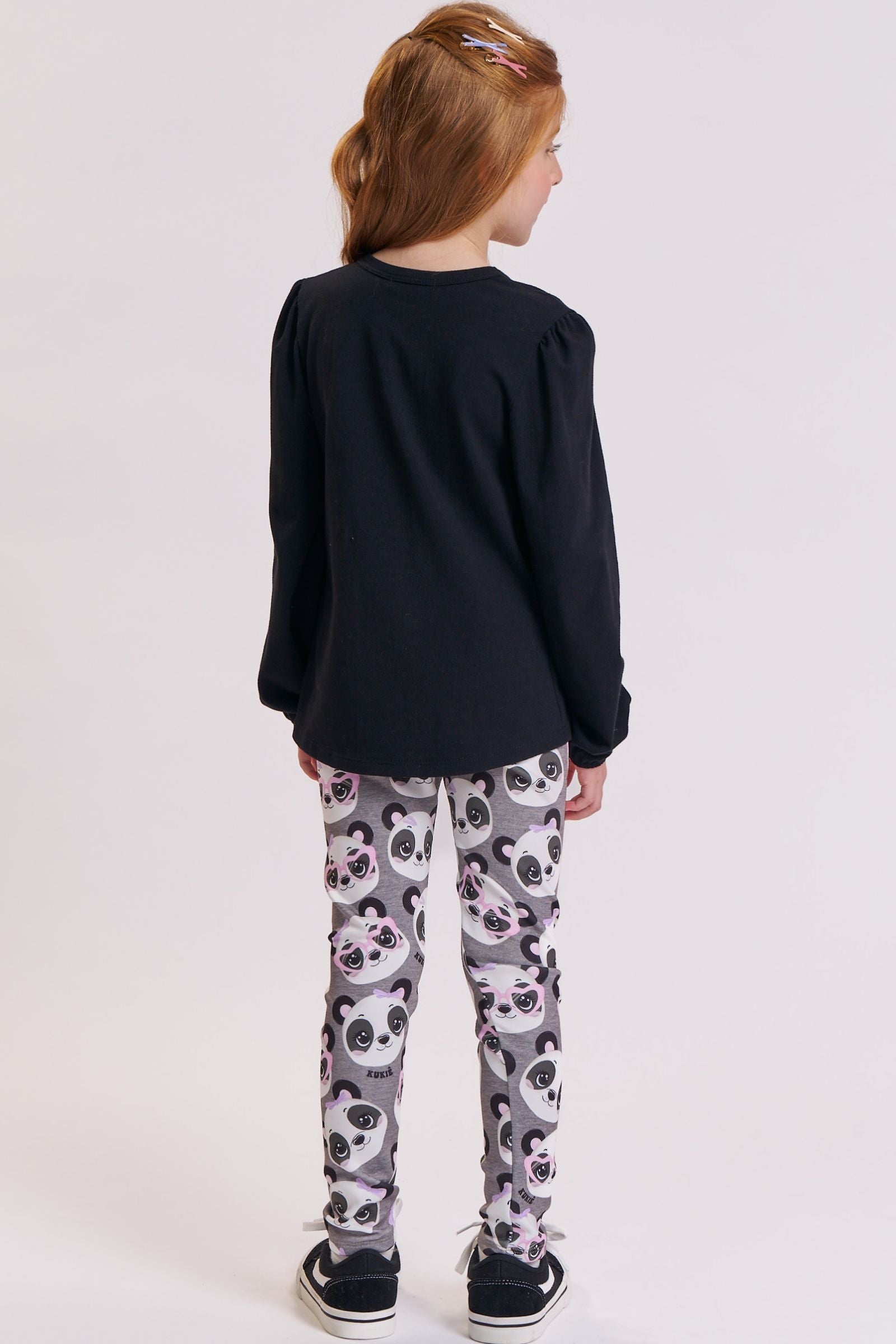 Conjunto de Blusa Alongada em Cotton e Legging em Fly Tech 90642 Kukiê Infantil Menina