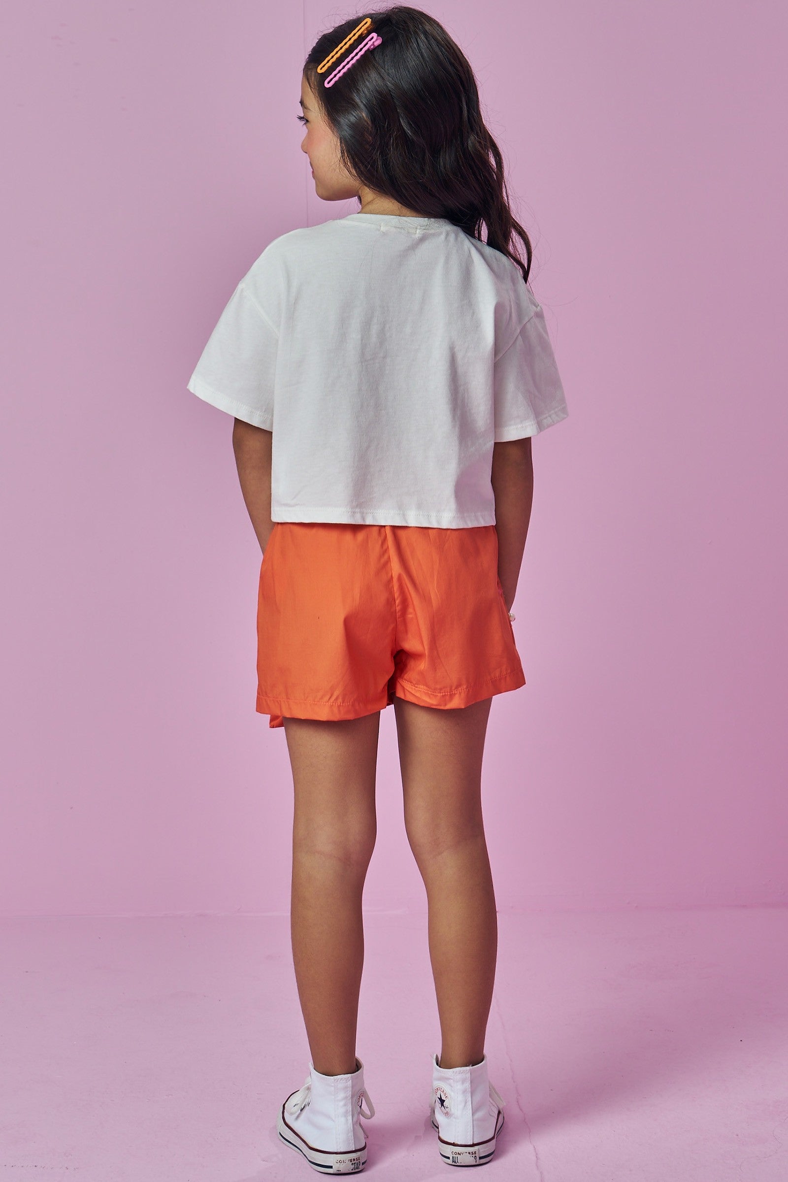 Conjunto de Blusa Boxy em Meia Malha e Short Saia em Tricoline de Algodão 93672 Kukiê Infantil Menina