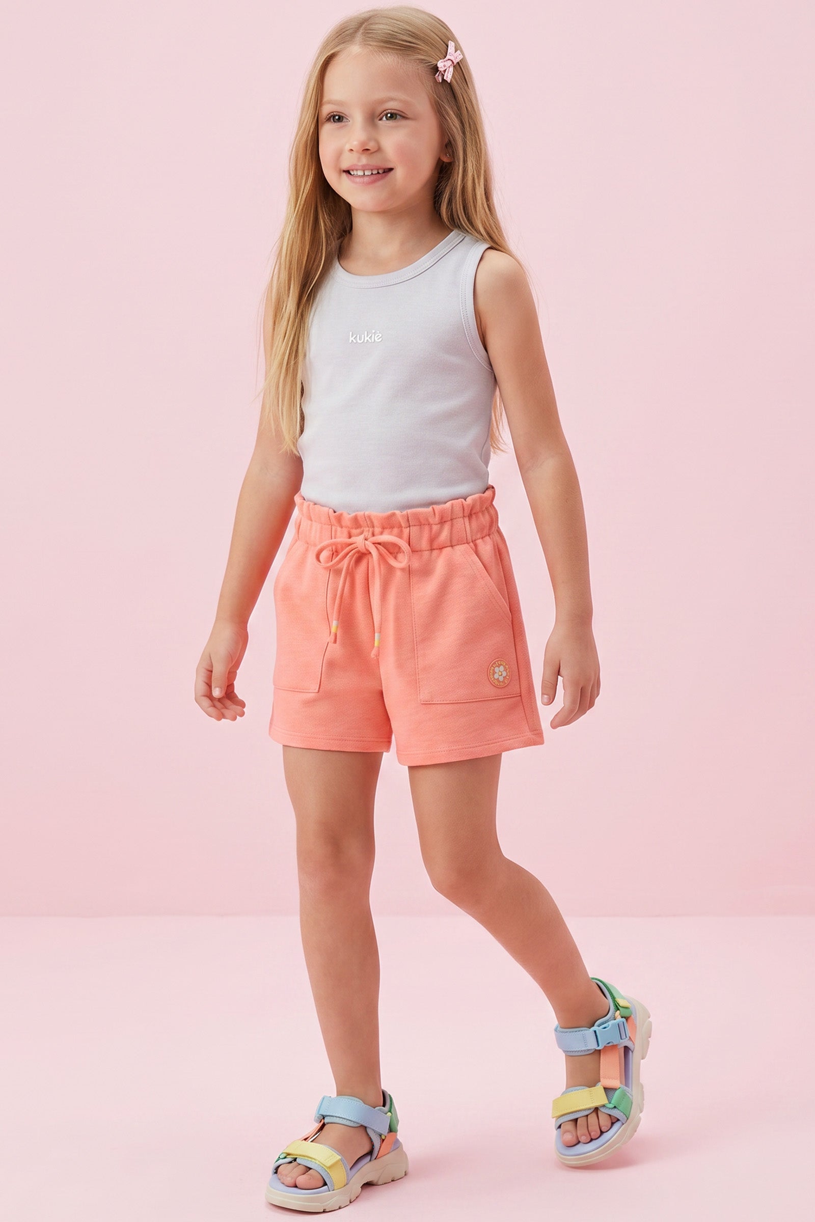 Shorts em Moletom sem Pelúcia 94714 Kukiê Infantil Menina