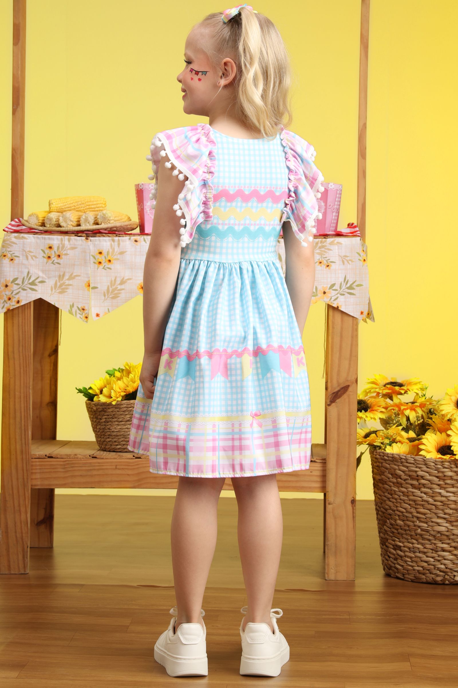 Vestido Junino Candy Color em Malha Power e Nylon 97814 Kukiê Infantil Menina