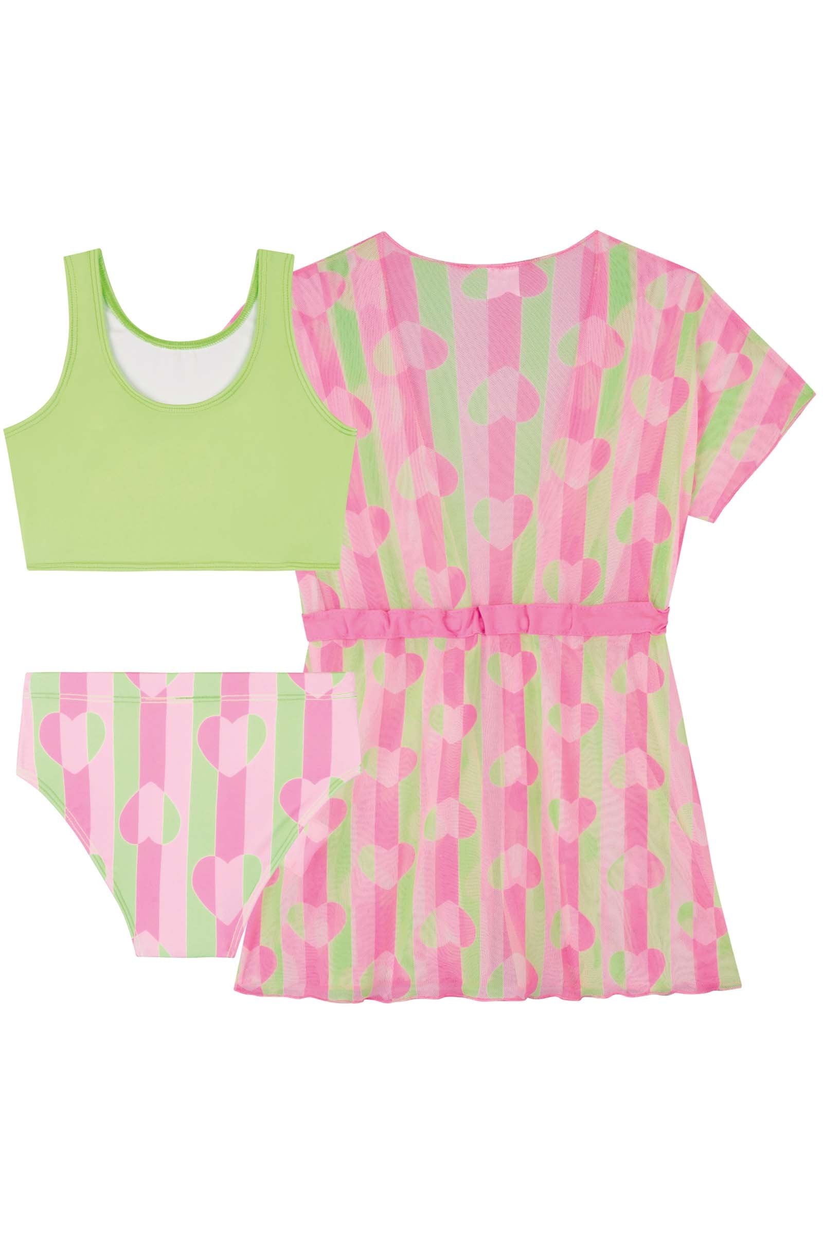 Biquíni com Proteção UV 50+ e Saída de Praia em Tule 83315 Kukiê Infantil Menina