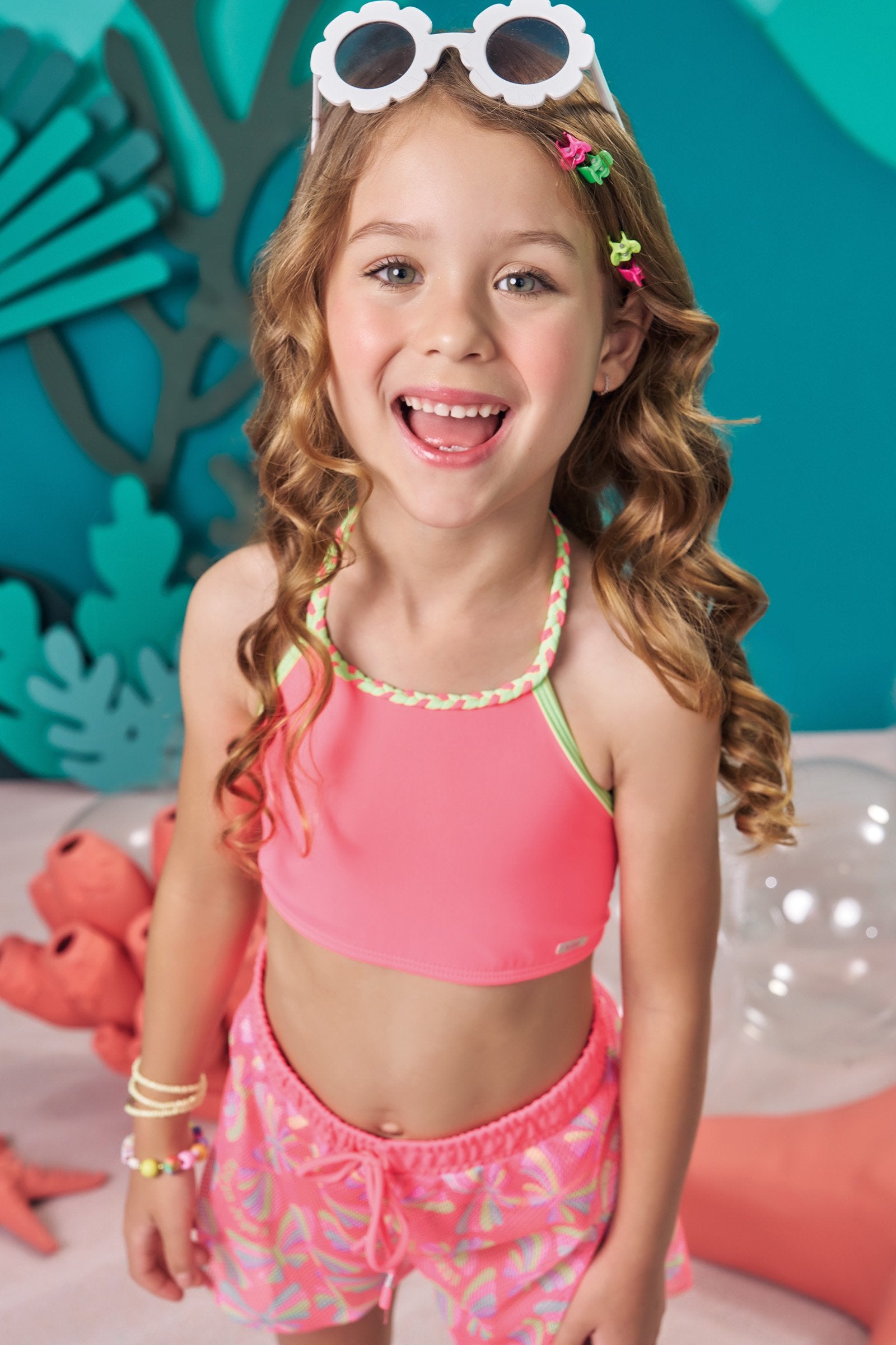 Biquíni com Proteção UV 50+ e Saída de Praia em Tule 83703 Kukiê Infantil Menina