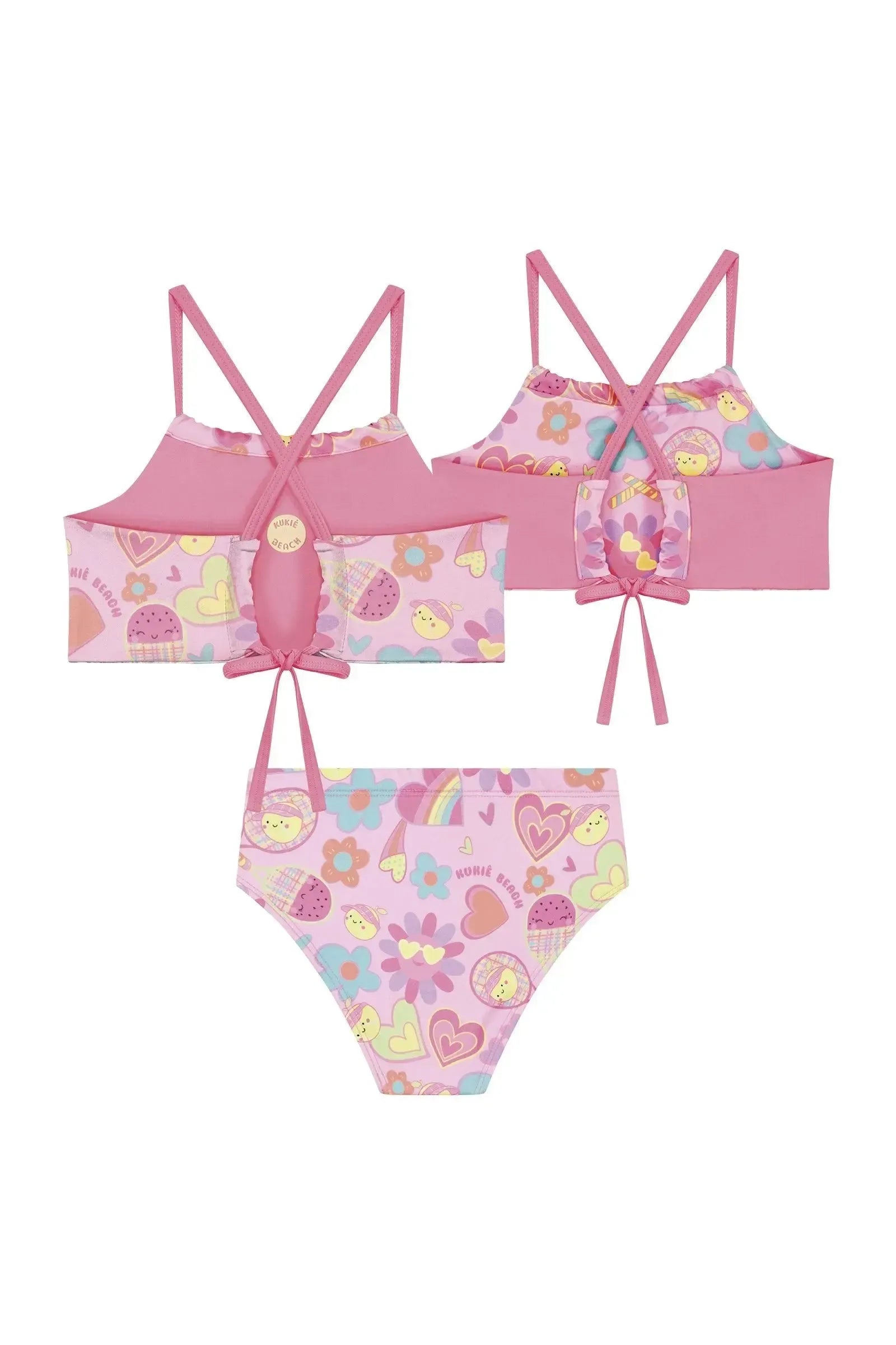 Biquíni em Malha com Proteção UV50+ (Parte Superior Reversível) 87447 Kukiê Infantil Menina