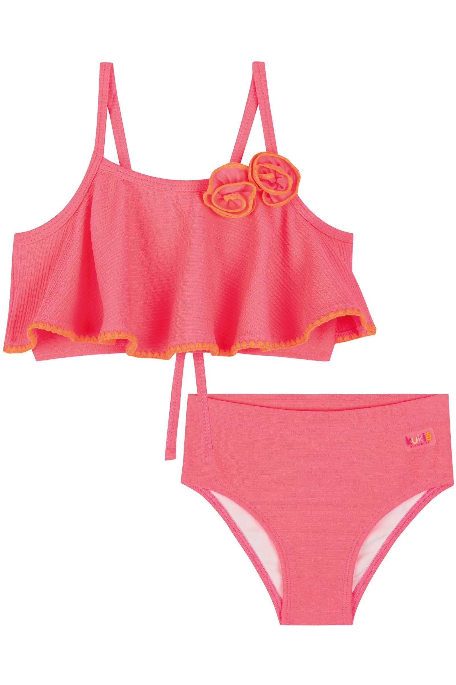 Biquíni em Malha Jacquard Textura com Proteção UV 50+ 84015 Kukiê Infantil Menina
