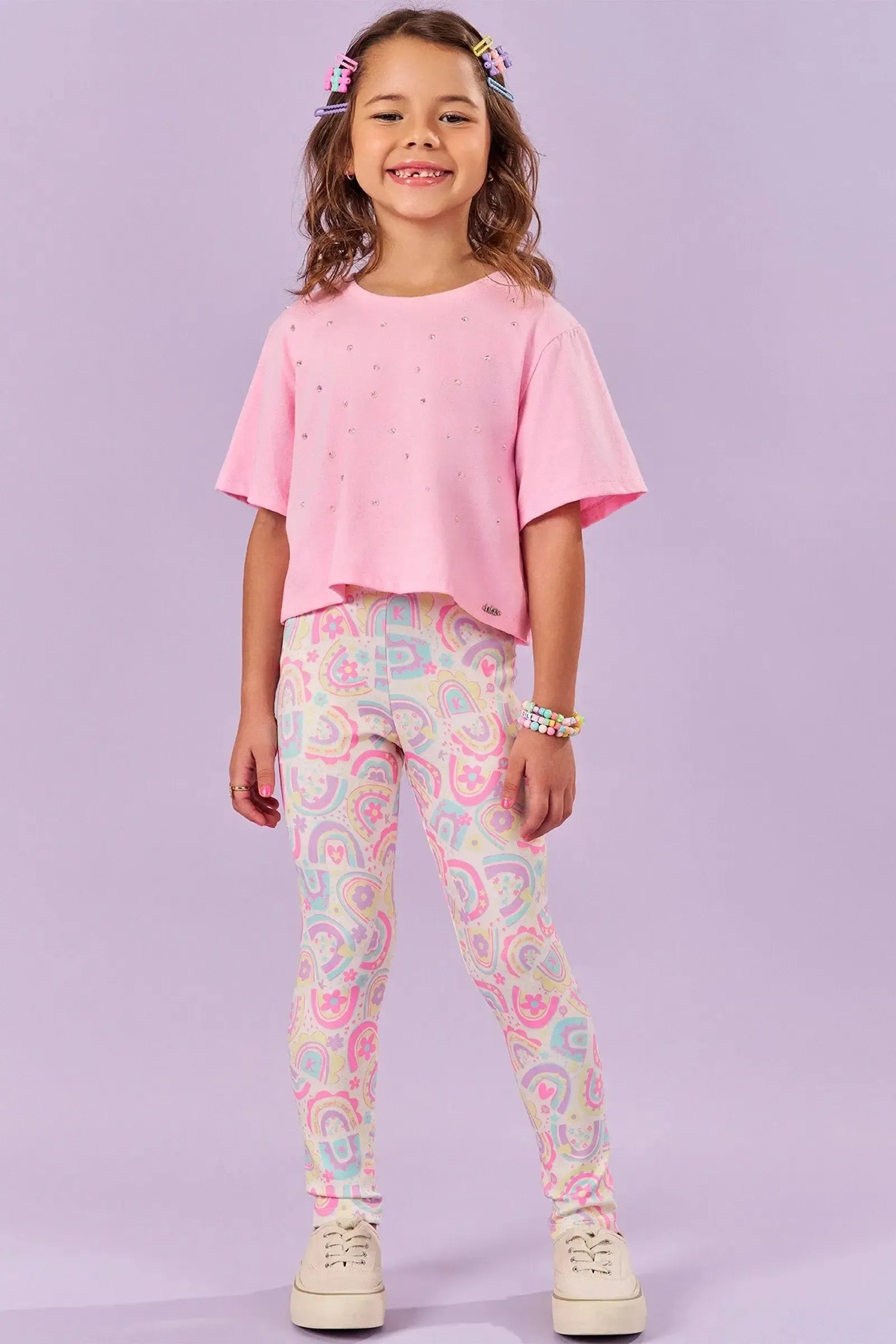 Calça Legging em Fly Tech 82993 Kukiê Infantil Menina