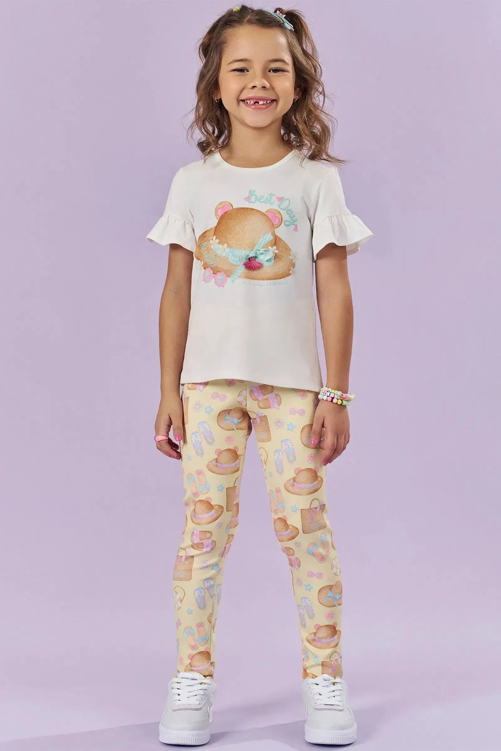 Calça Legging em Fly Tech 83061 Kukiê Infantil Menina