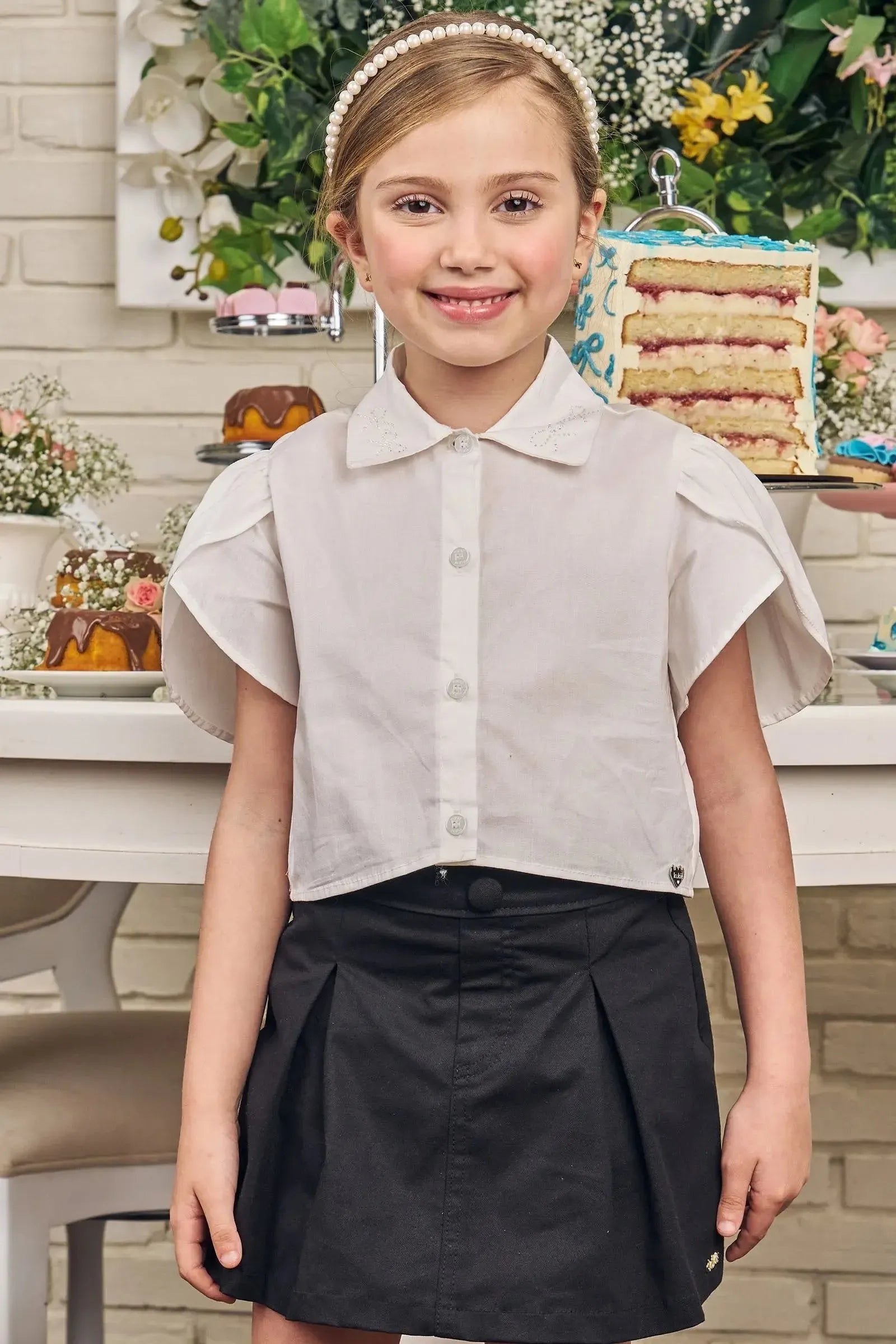 Camisa Boxy em Tricoline com Elastano 83206 Kukiê Infantil Menina