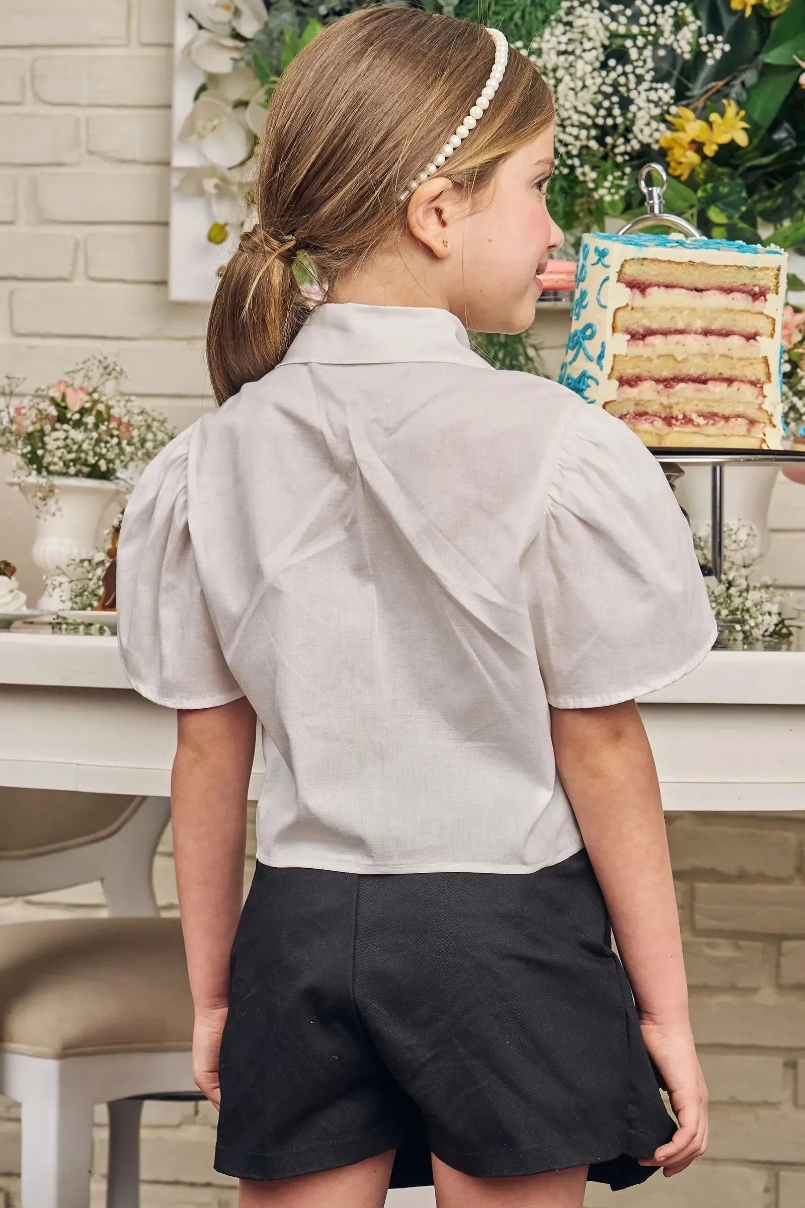 Camisa Boxy em Tricoline com Elastano 83206 Kukiê Infantil Menina