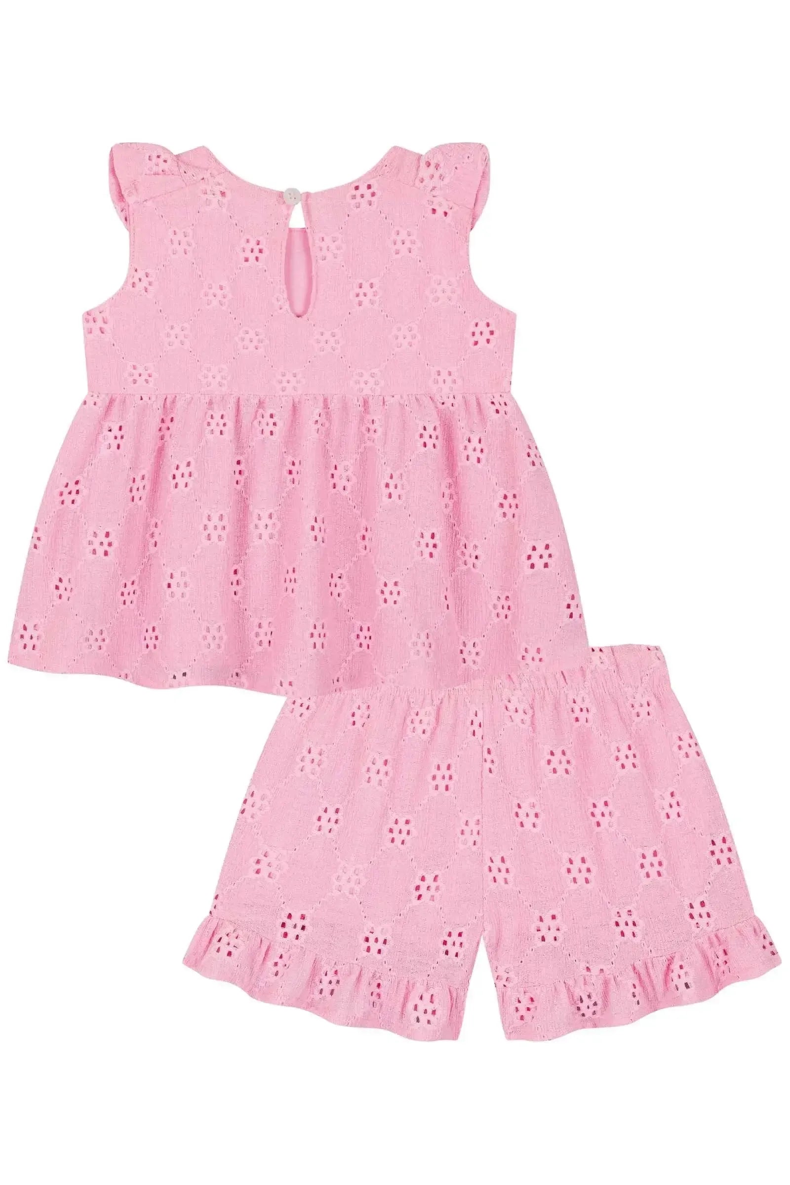 Conjunto de Bata e Shorts em Malha Laise 85519 Kukiê Bebê Menina