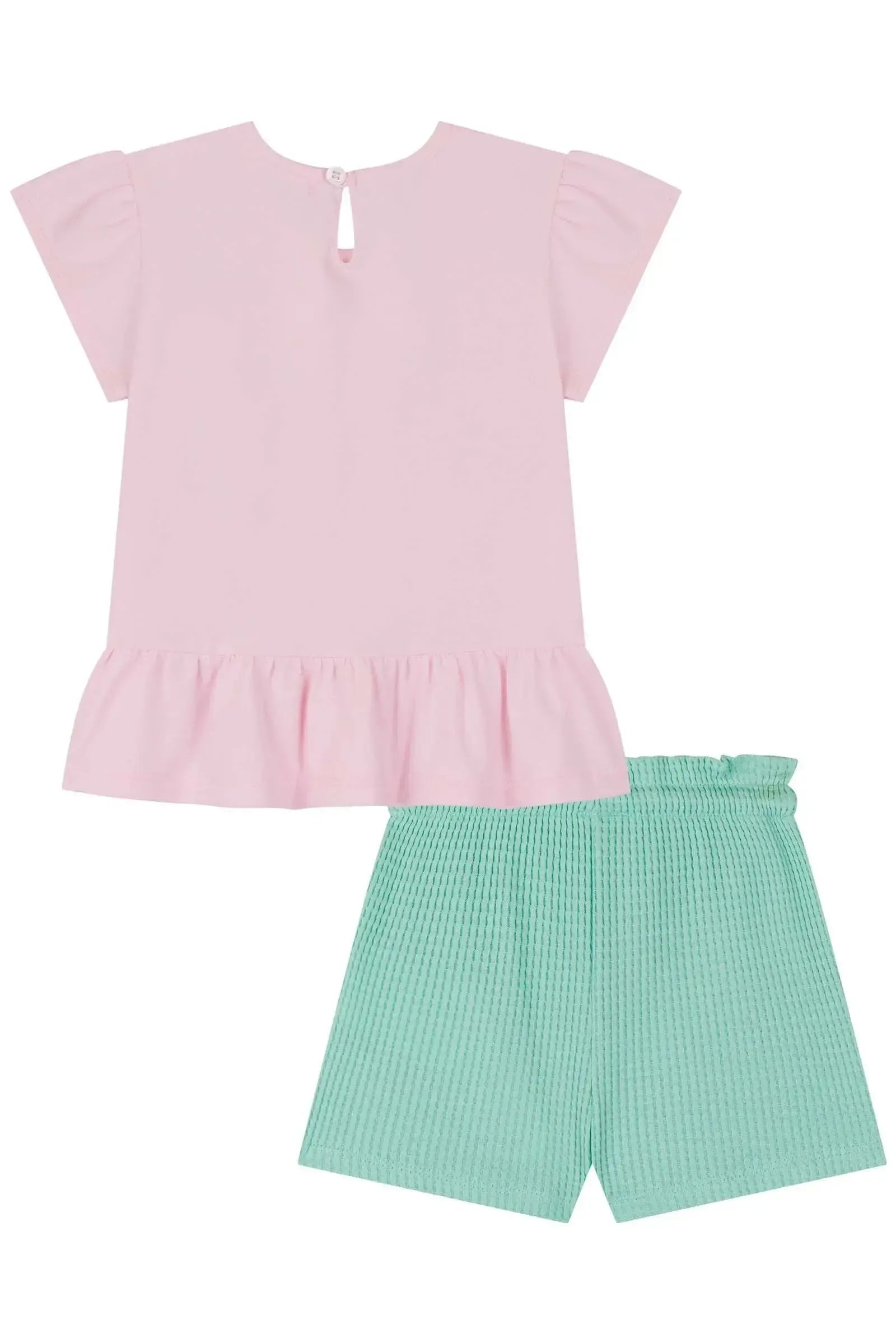 Conjunto de Bata em Cotton e Shorts em Malha Big Waffle 85722 Kukiê Bebê Menina
