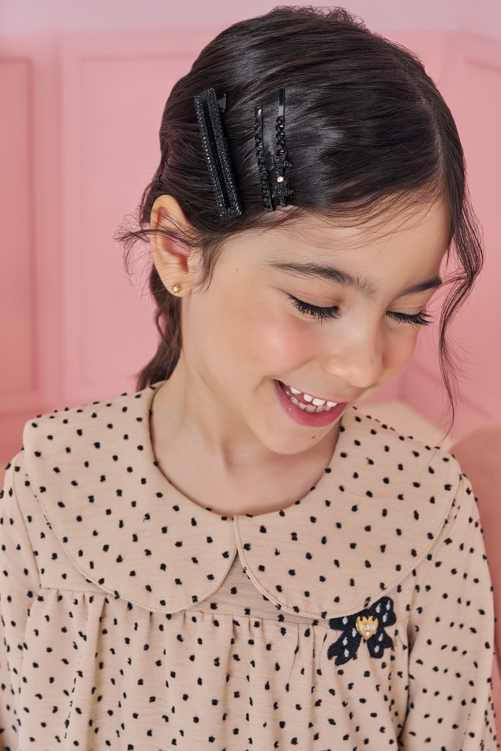 Conjunto de Bata em Crepe Textura Poá e Calça Boot Cut em Canelado 90920 Kukiê Infantil Menina