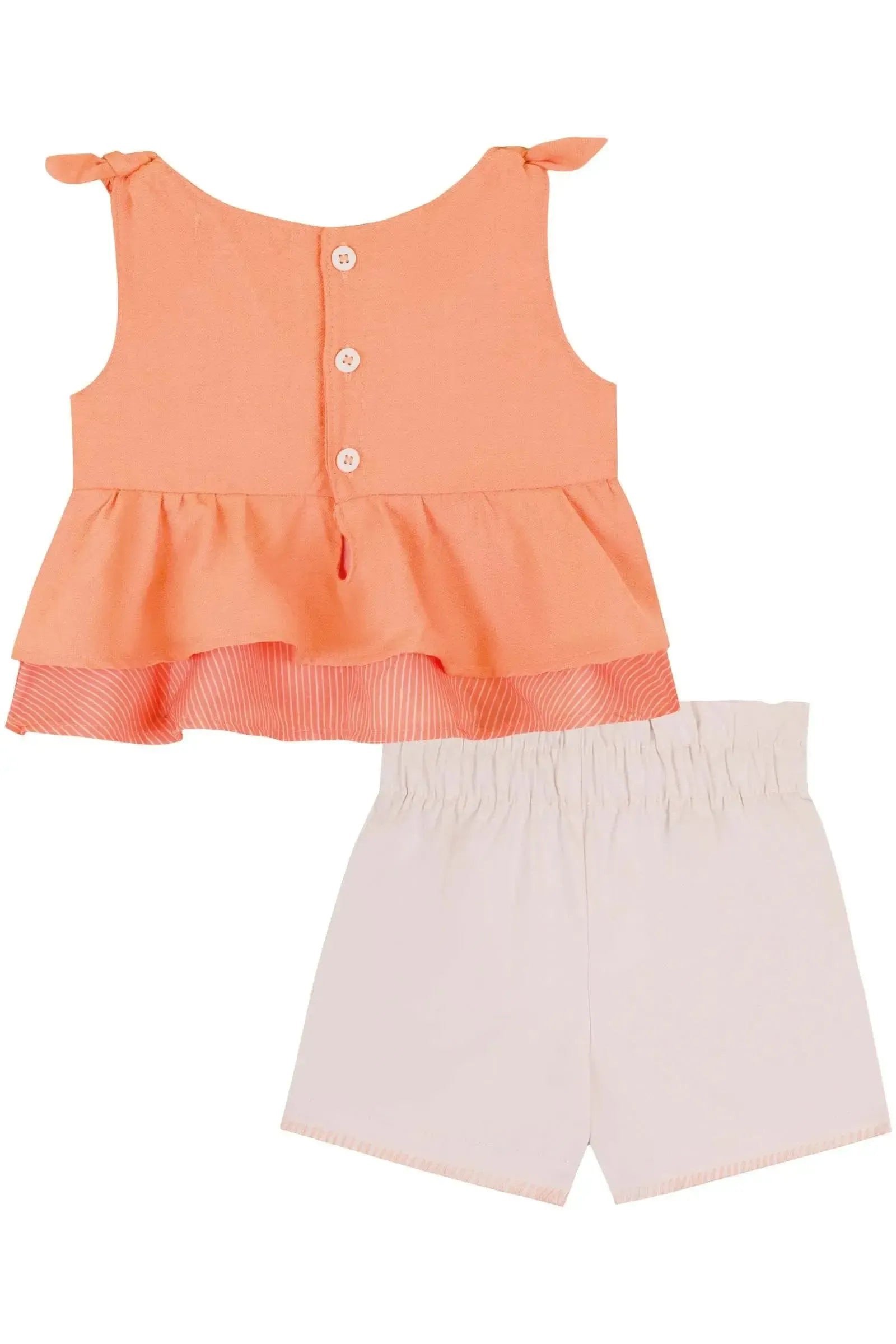 Conjunto de Bata em Crepe Viscose e Shorts em Sarja com Elastano 85781 Kukiê Bebê Menina