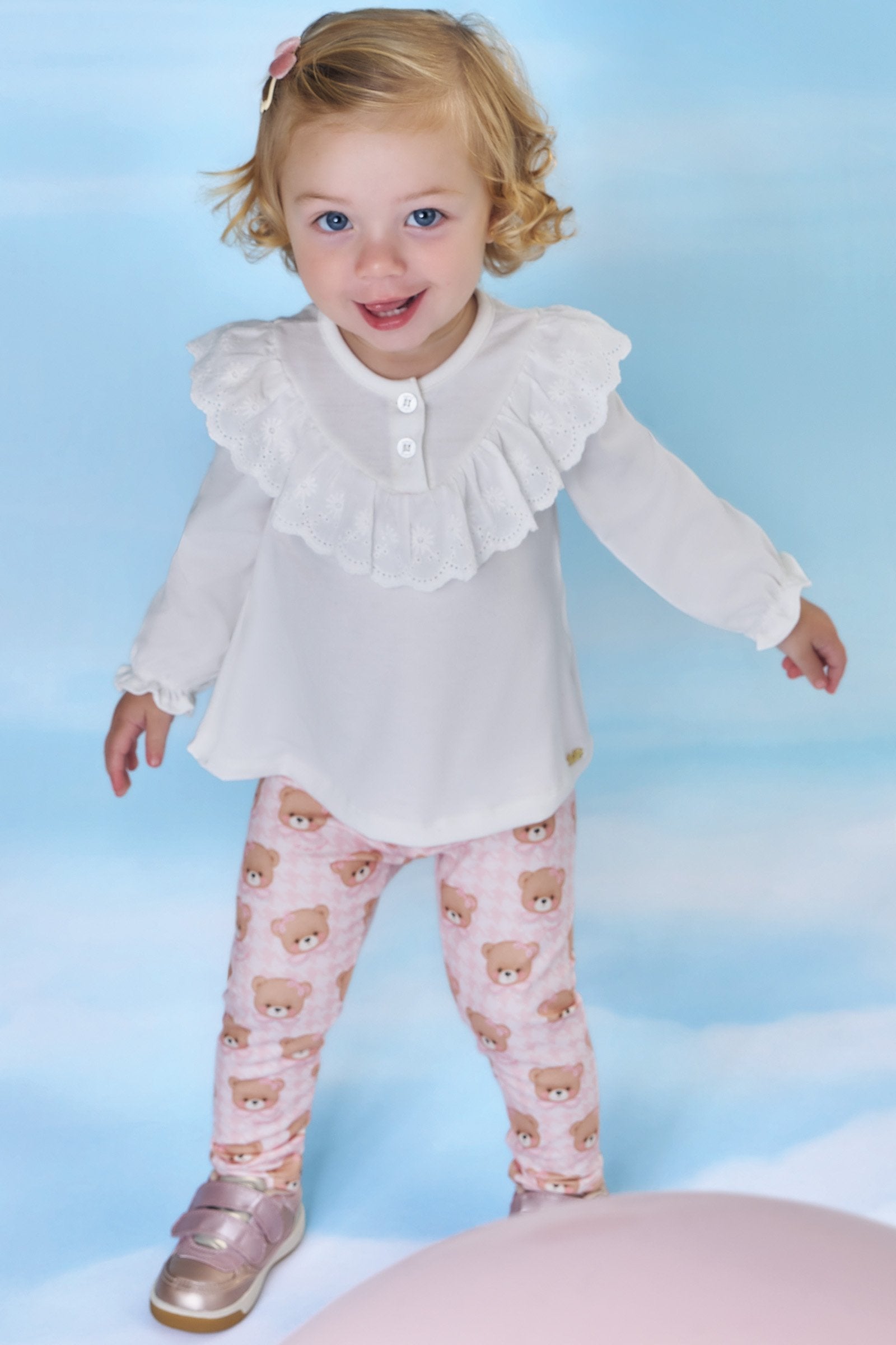 Conjunto de Bata em Malha Fresh e Calça Legging em Molecotton 91999 Kukiê Bebê Menina