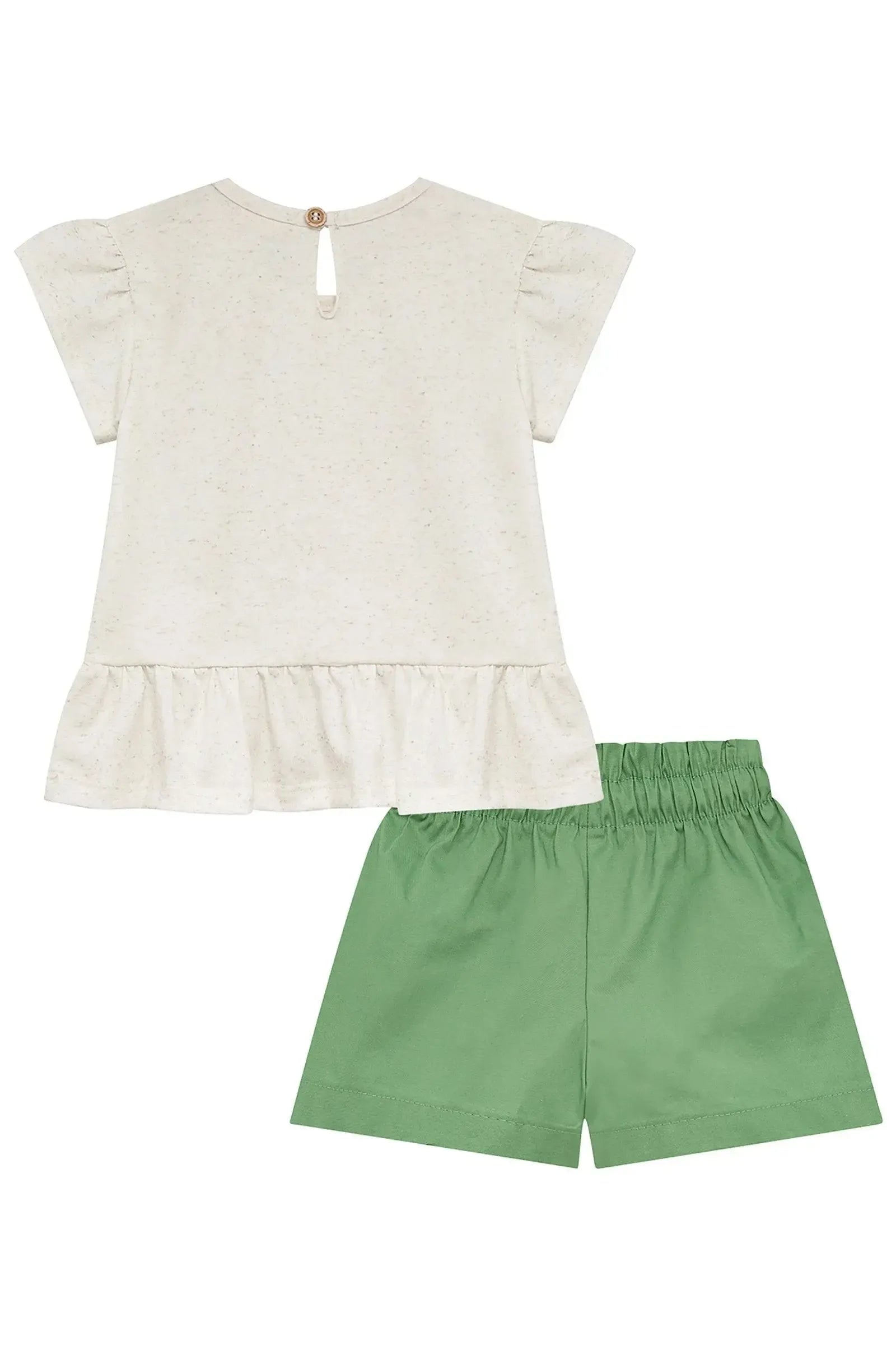Conjunto de Bata em Malha Fresh e Shorts em Tricoline com Elastano 95262 Kukiê Infantil Menina