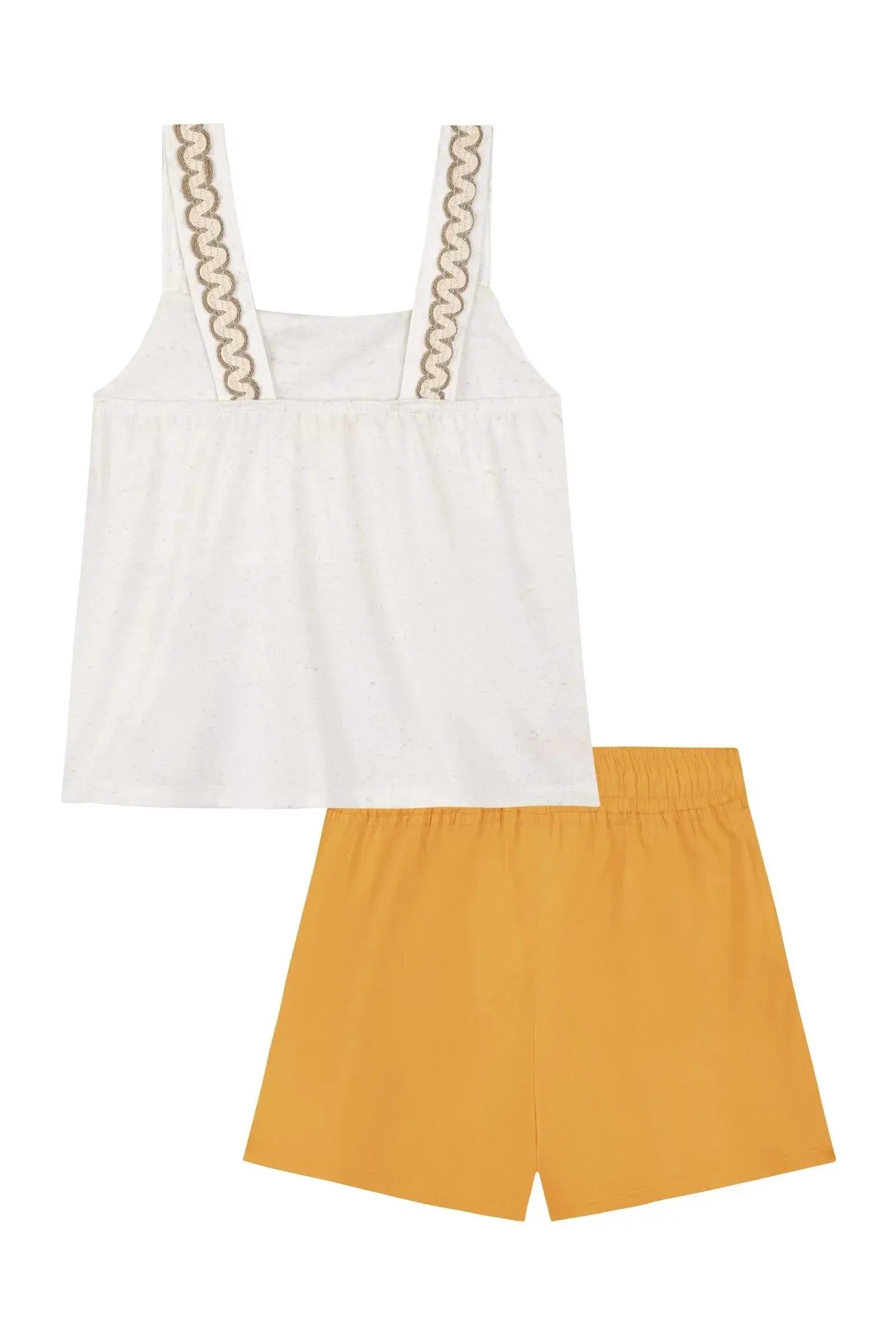 Conjunto de Bata em Malha Power e Shorts em Tricoline com Elastano 88041 Kukiê Infantil Menina