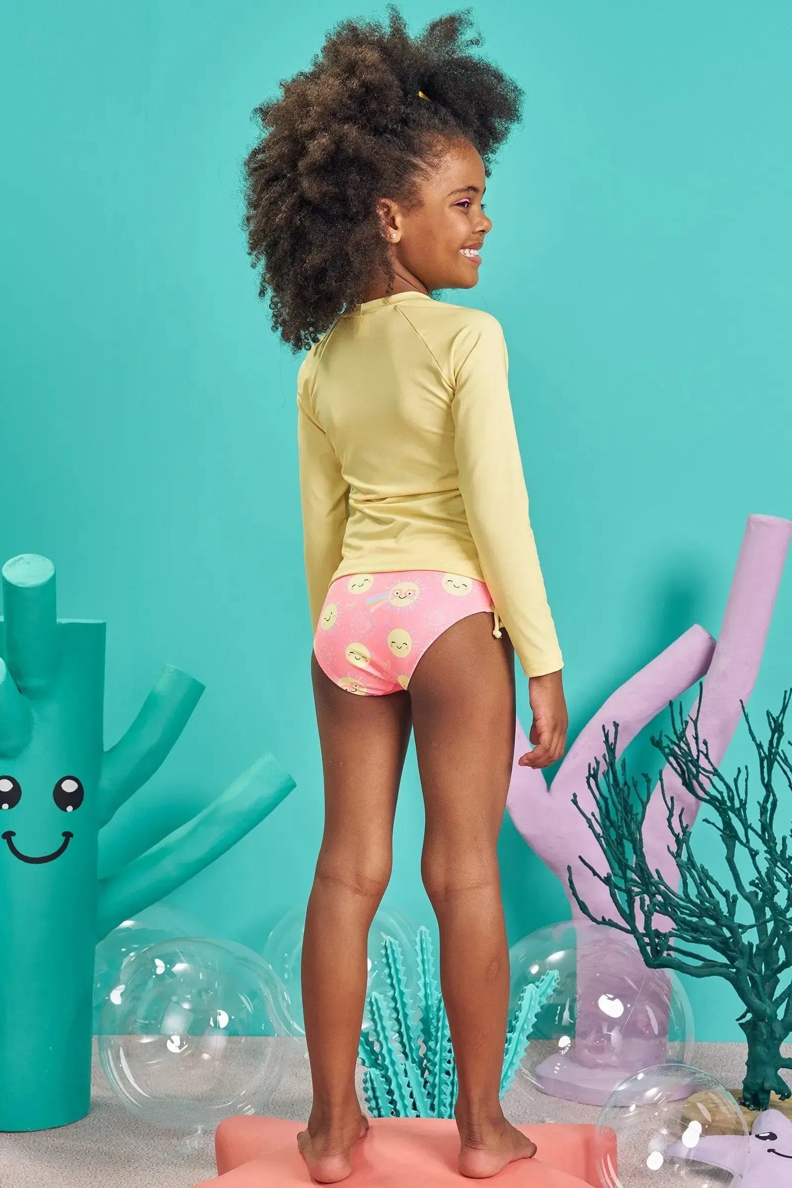 Conjunto de Biquíni e Blusa em Malha com Proteção UV 50+ 83311 Kukiê Infantil Menina