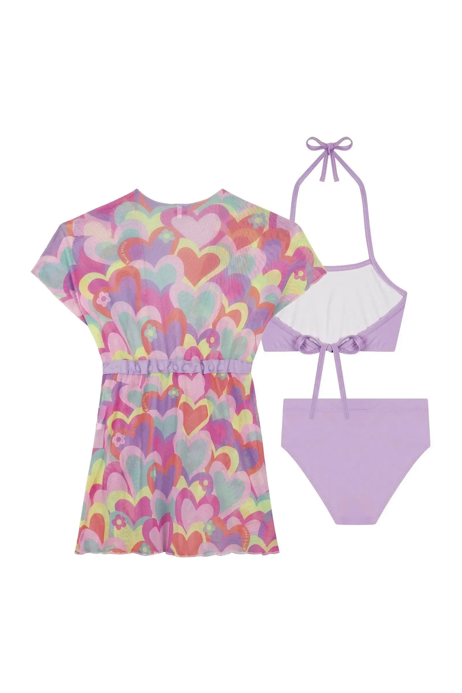 Conjunto de Biquíni em Malha Proteção UV 50+ e Saida de Praia em Tule 88003 Kukiê Infantil Menina