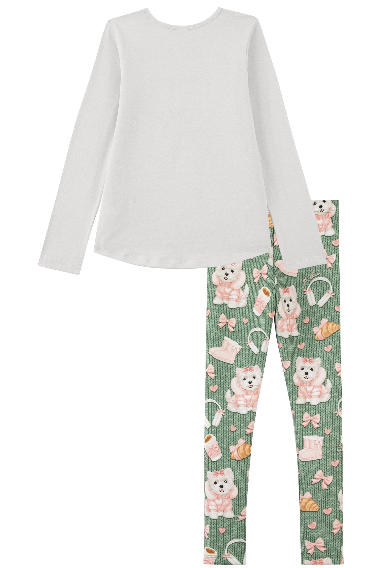 Conjunto de Blusa Alongada em Cotton e Calça Legging em Fly Tech 90303 Kukiê Infantil Menina