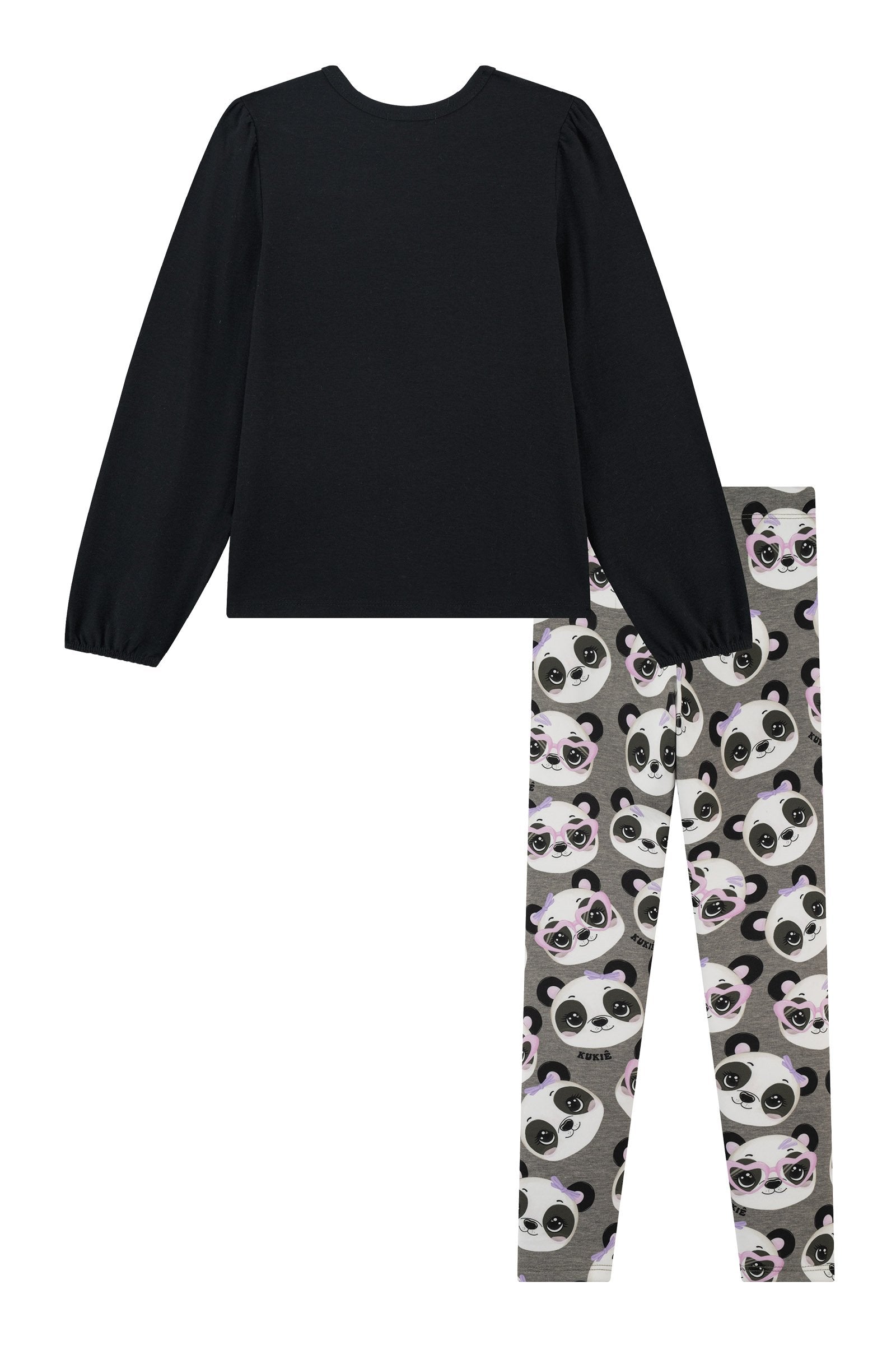 Conjunto de Blusa Alongada em Cotton e Legging em Fly Tech 90642 Kukiê Infantil Menina