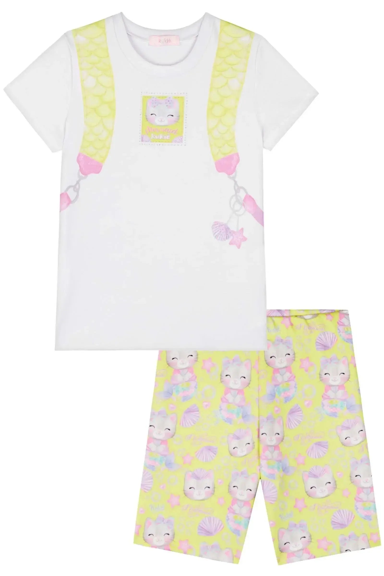 Conjunto de Blusa Alongada em Malha Power e Biker em Fly Tech 83793 Kukiê Infantil Menina