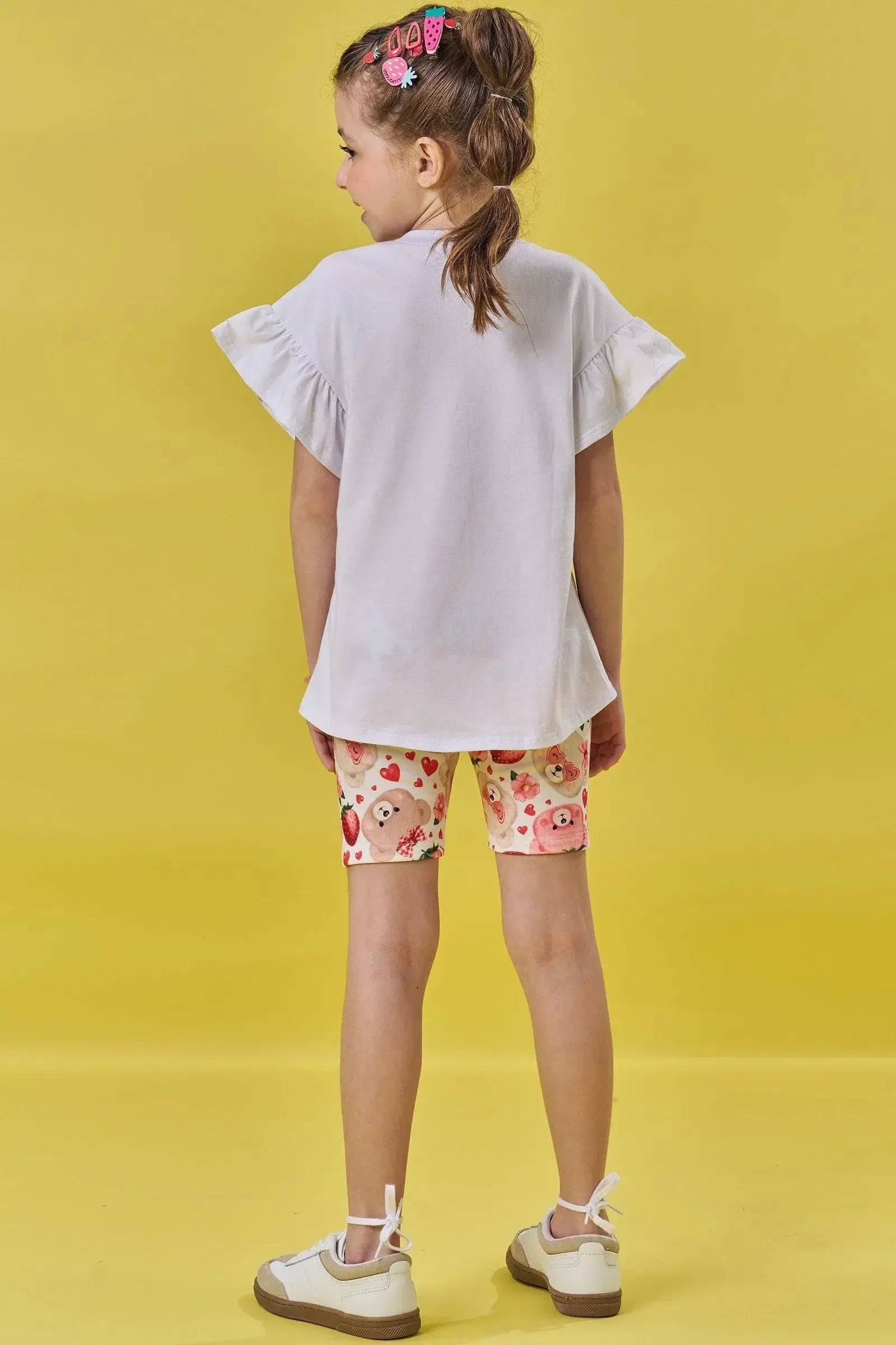 Conjunto de Blusa Alongada em Meia Malha e Biker em Molecotton 83561 Kukiê Infantil Menina