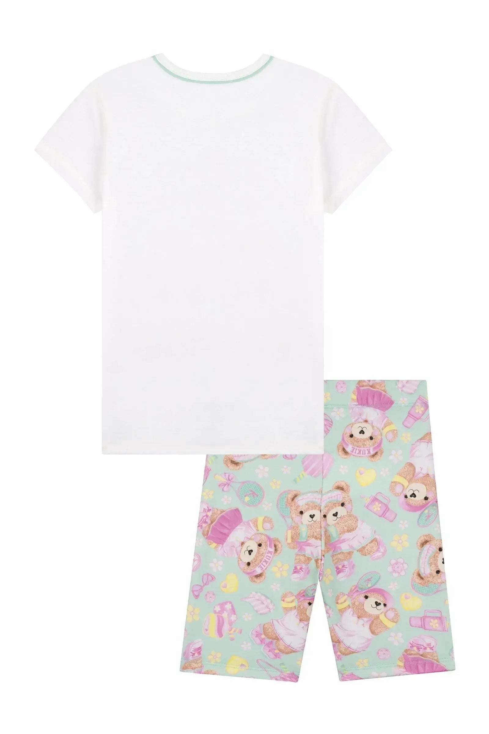 Conjunto de Blusa Alongada em Meia Malha e Biker em Molecotton 88736 Kukiê Infantil Menina