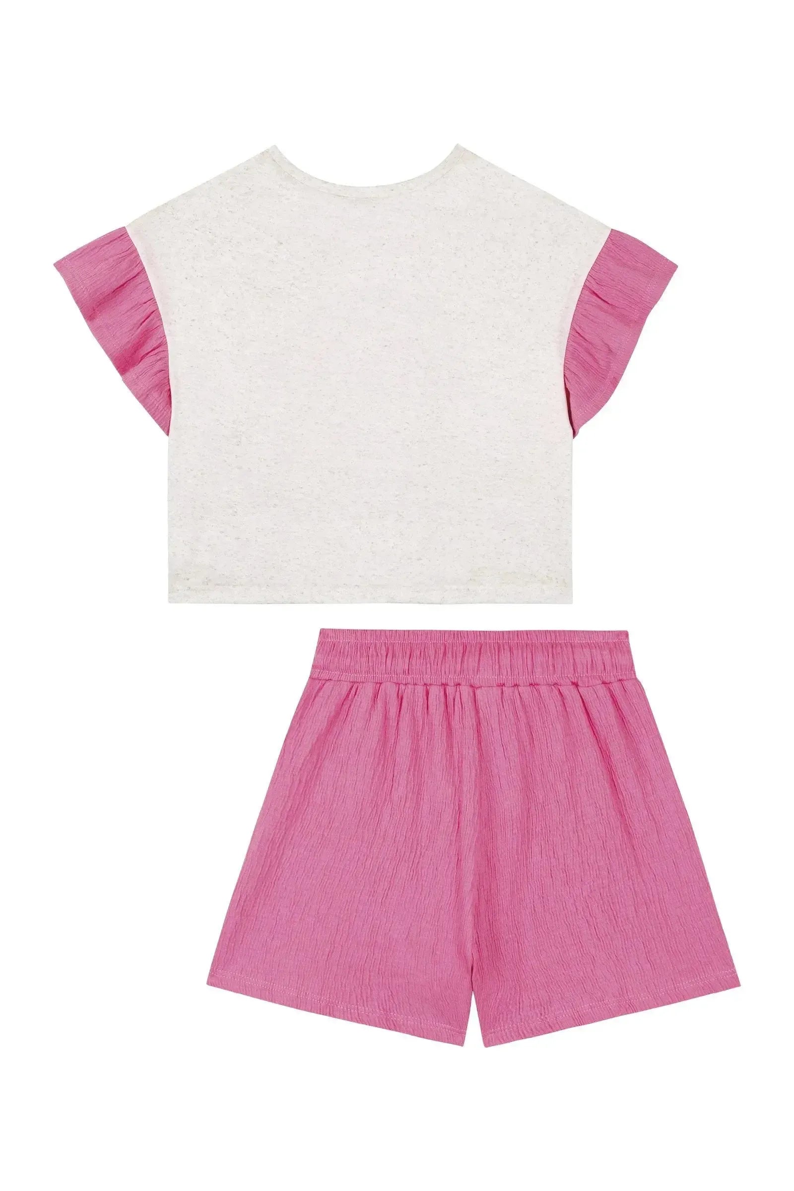 Conjunto de Blusa Boxy em Malha Fresh e Shorts em Malha Wave 86479 Kukiê Infantil Menina