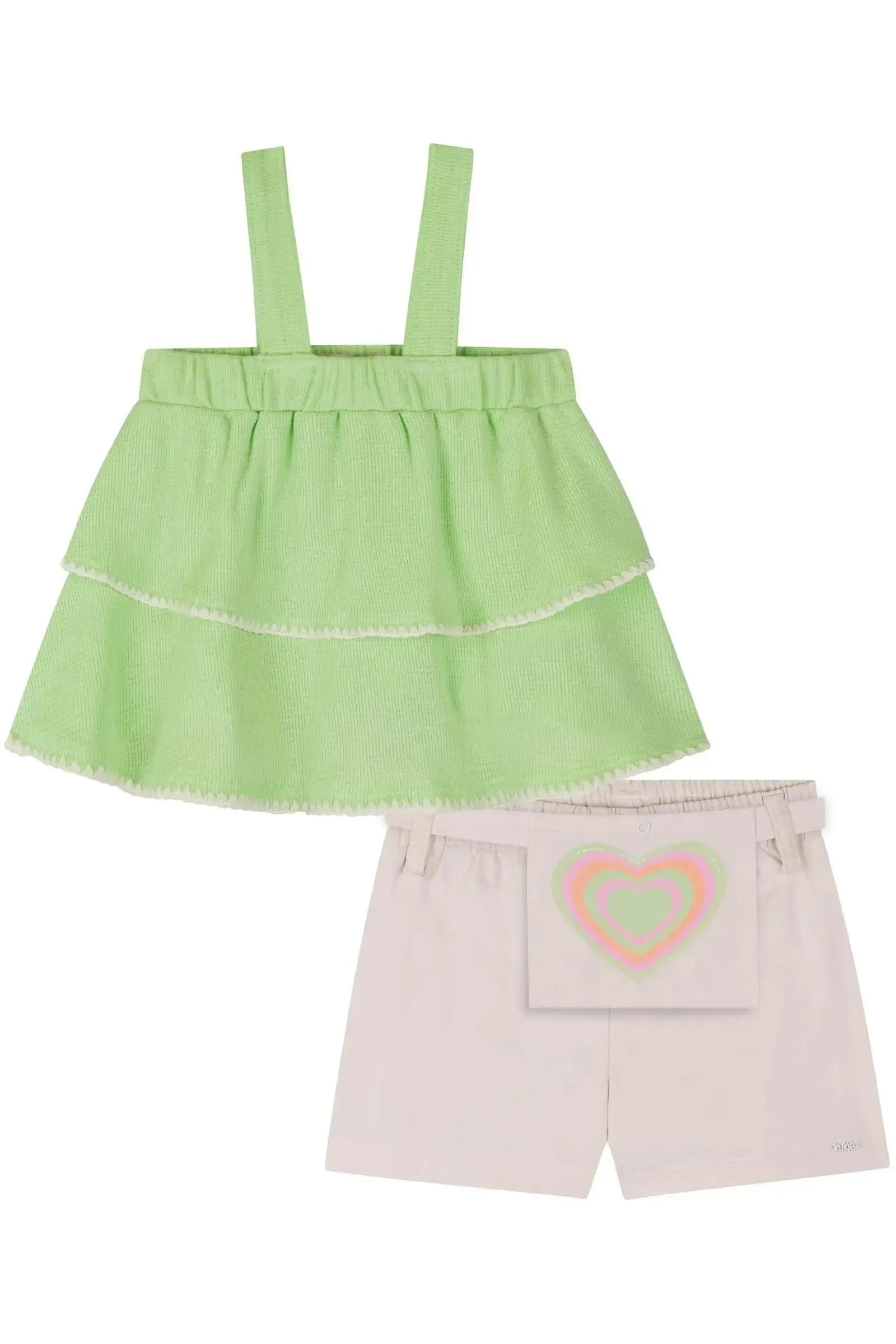 Conjunto de Blusa Boxy em Malha Little Waffle e Shorts em Sarja com Elastano 85799 Kukiê Infantil Menina