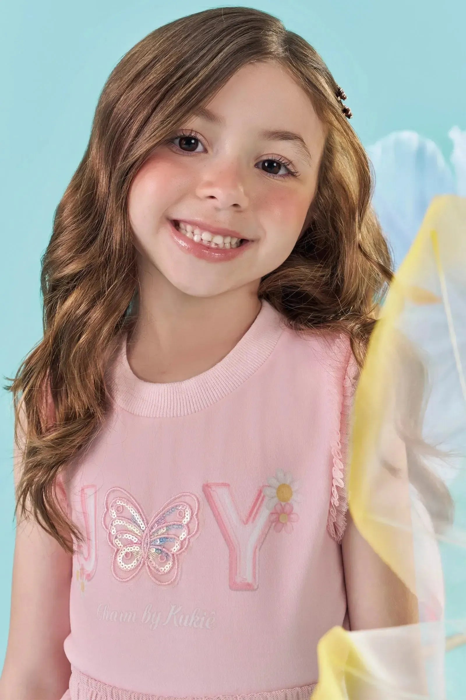 Conjunto de Blusa Boxy em Malha Power e Saia em Tule com Elastano com Shorts Embutido 87355 Kukiê Infantil Menina