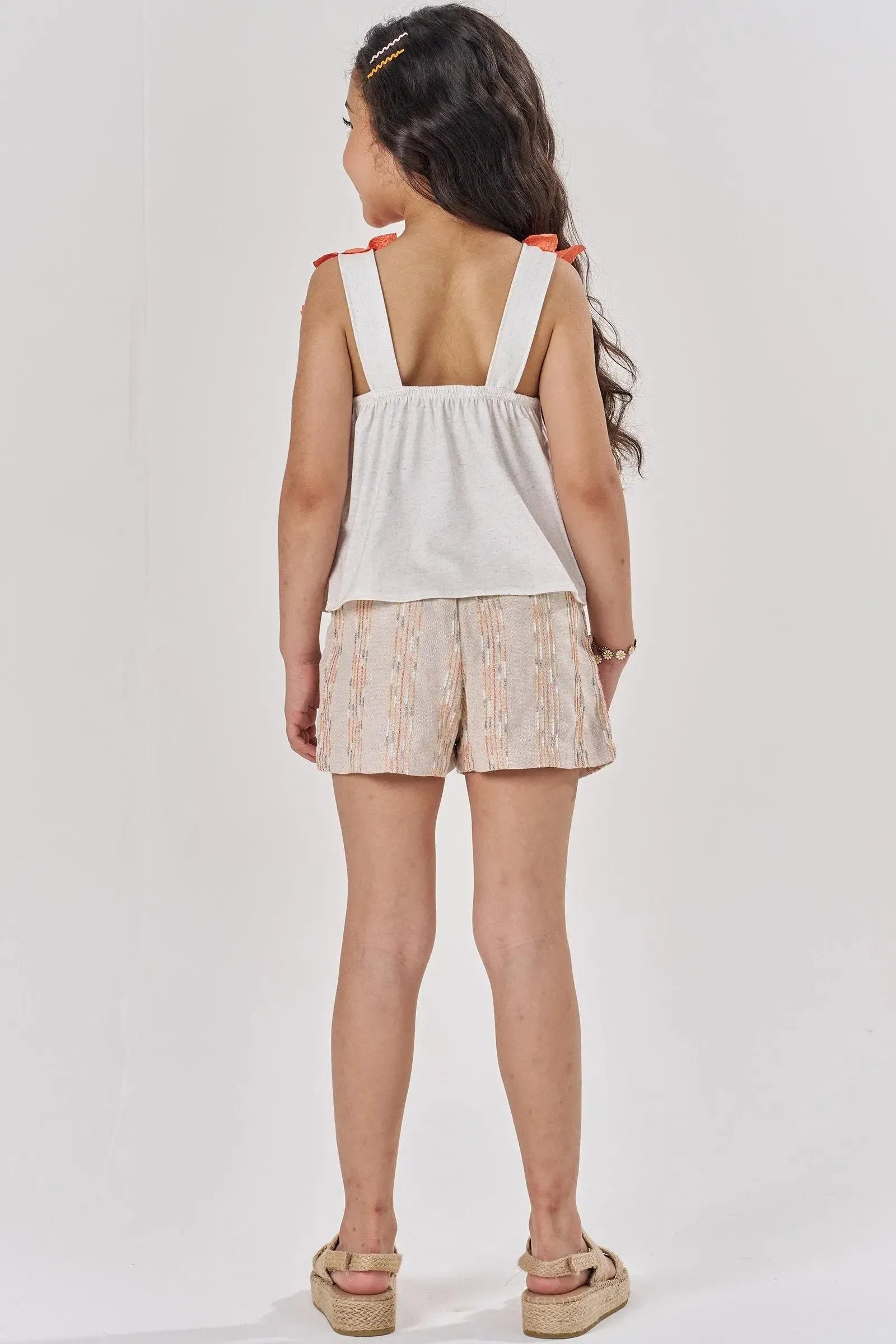 Conjunto de Blusa Boxy em Malha Power e Shorts em Linho Rayon 85744 Kukiê Infantil Menina