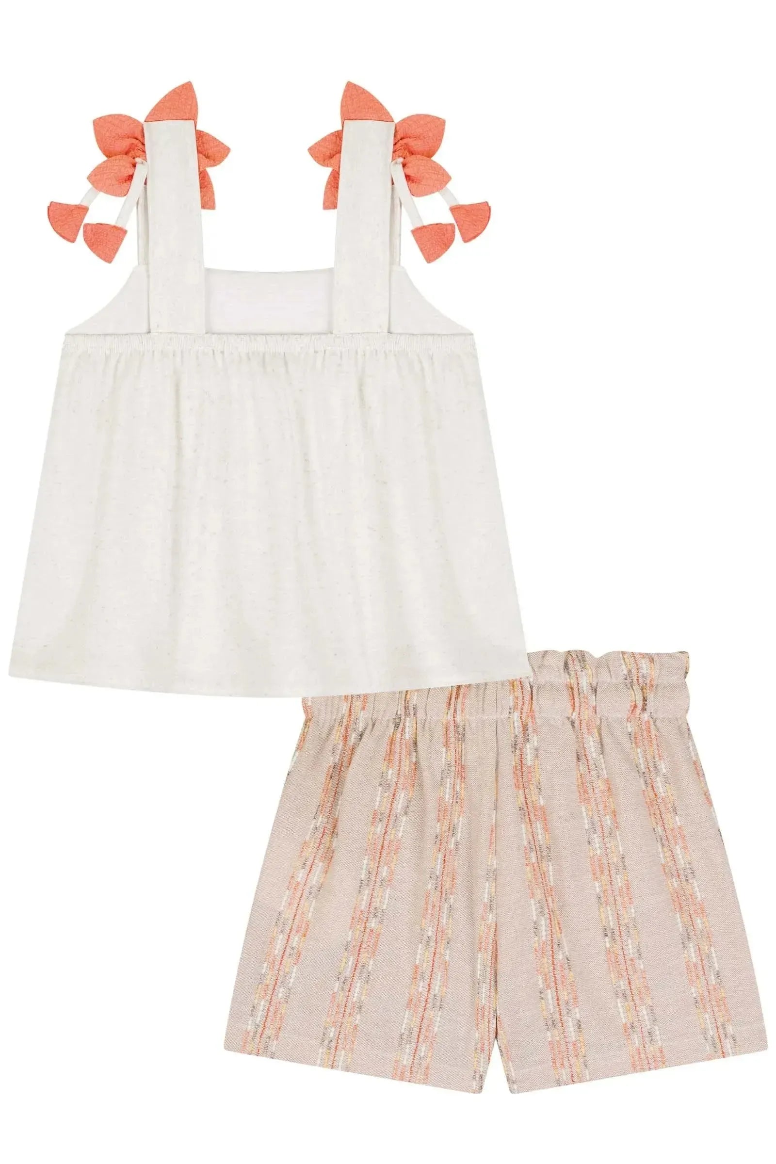 Conjunto de Blusa Boxy em Malha Power e Shorts em Linho Rayon 85744 Kukiê Infantil Menina