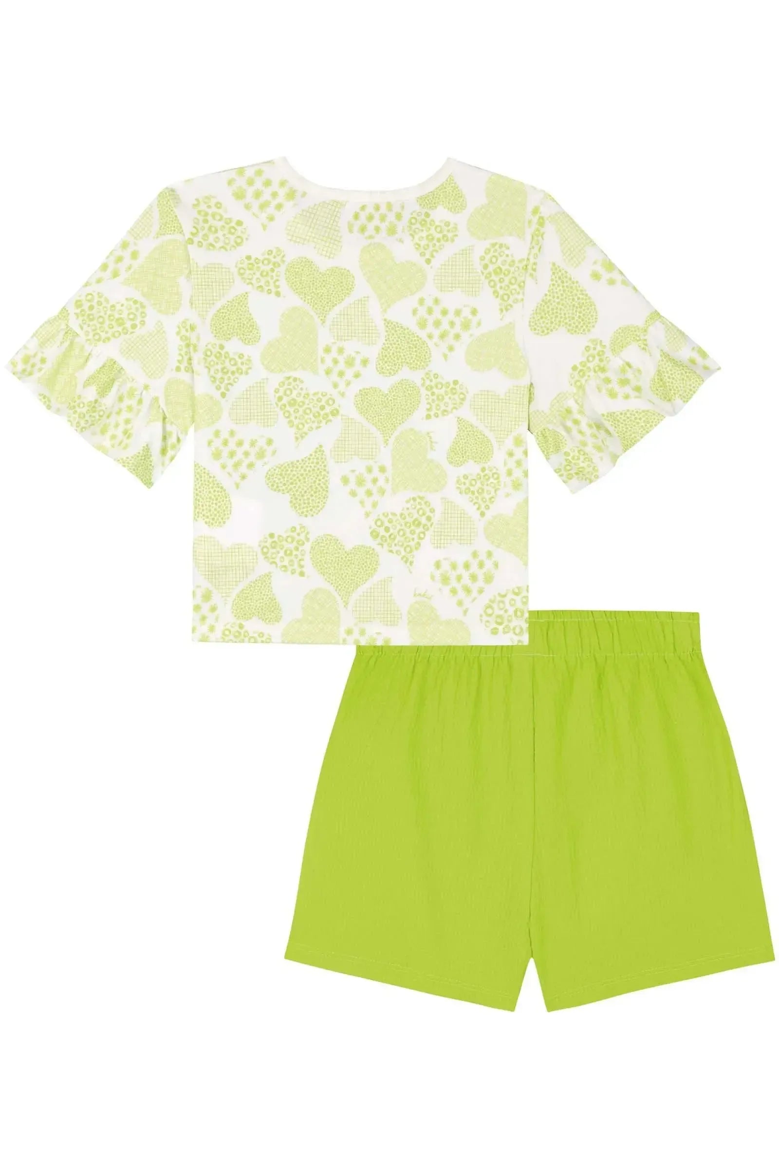 Conjunto de Blusa Boxy em Malha Power e Shorts em Tecido Textura 85980 Kukiê Infantil Menina
