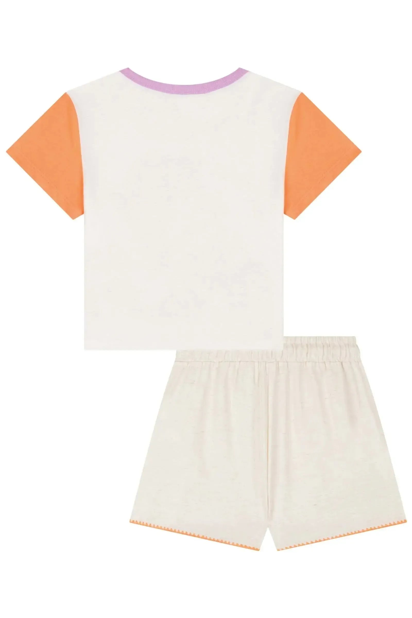 Conjunto de Blusa Boxy em Meia Malha e Short em Linho com Elastano 83998 Kukiê Infantil Menina