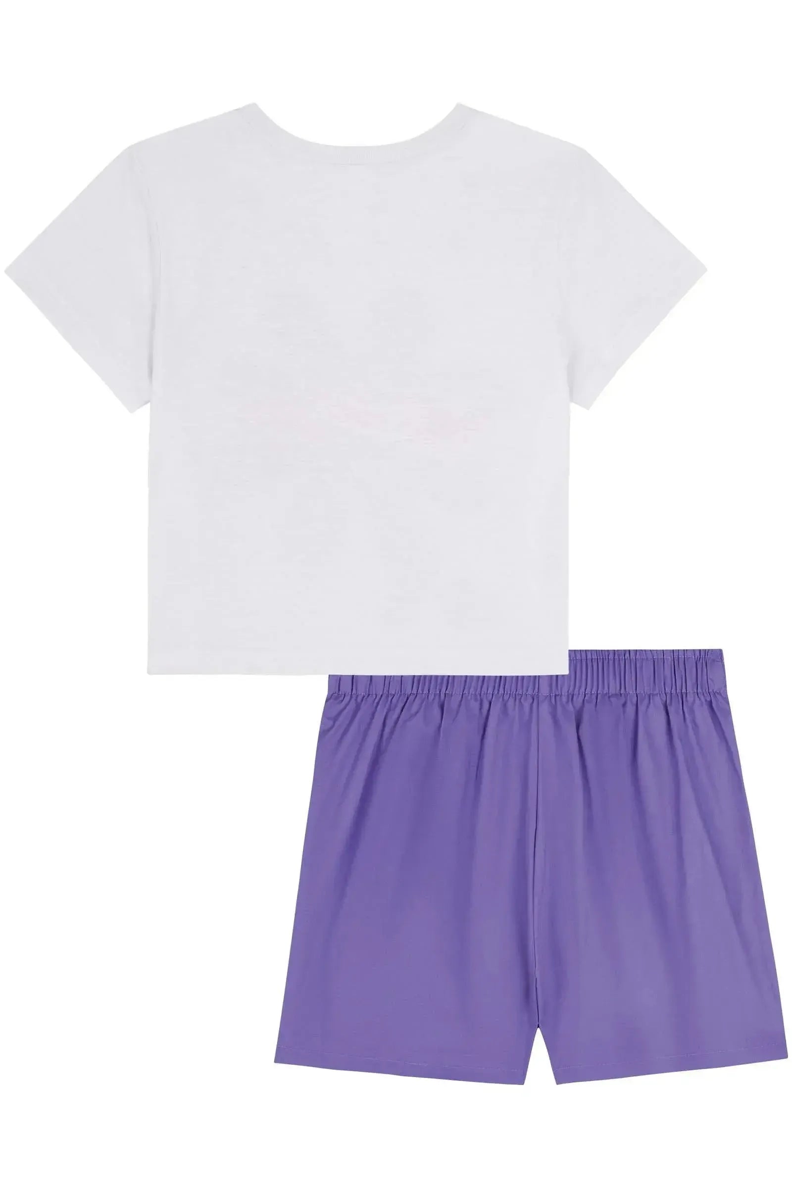 Conjunto de Blusa Boxy em Meia Malha e Shorts em Tricoline com Elastano 85989 Kukiê Infantil Menina