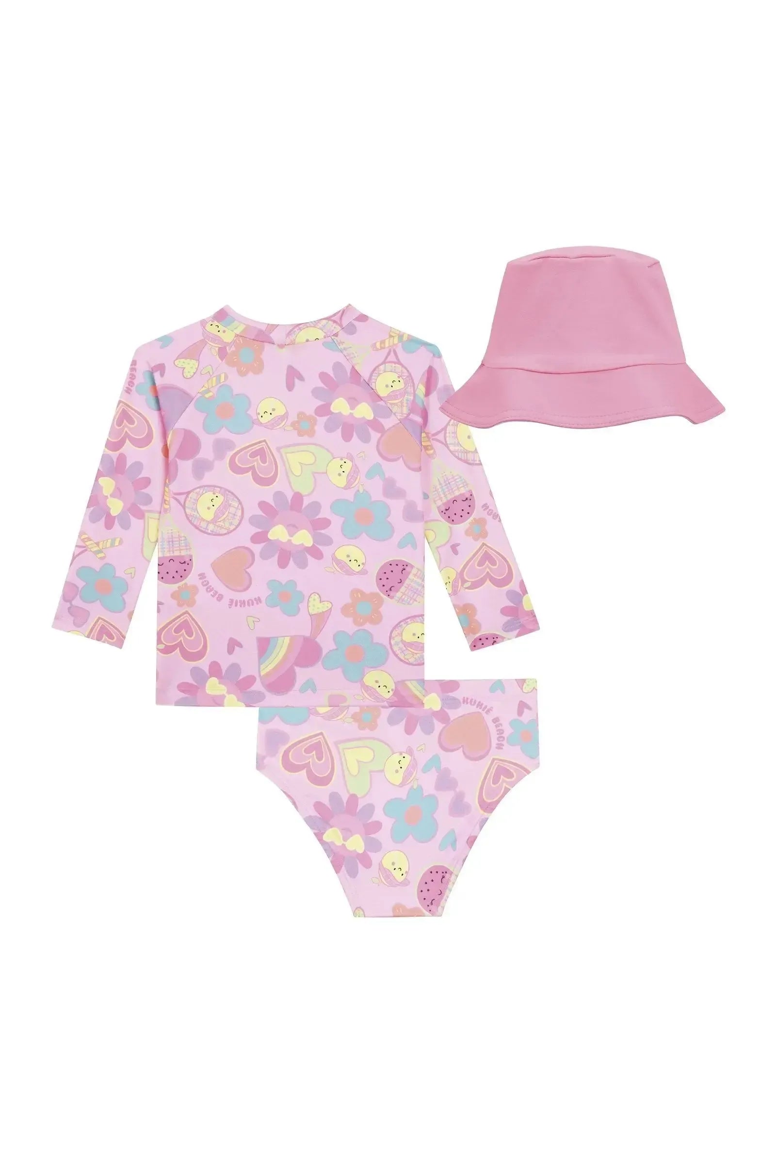 Conjunto de Blusa Calcinha e Chapéu em Malha com Proteção UV50+ 87752 Kukiê Bebê Menina