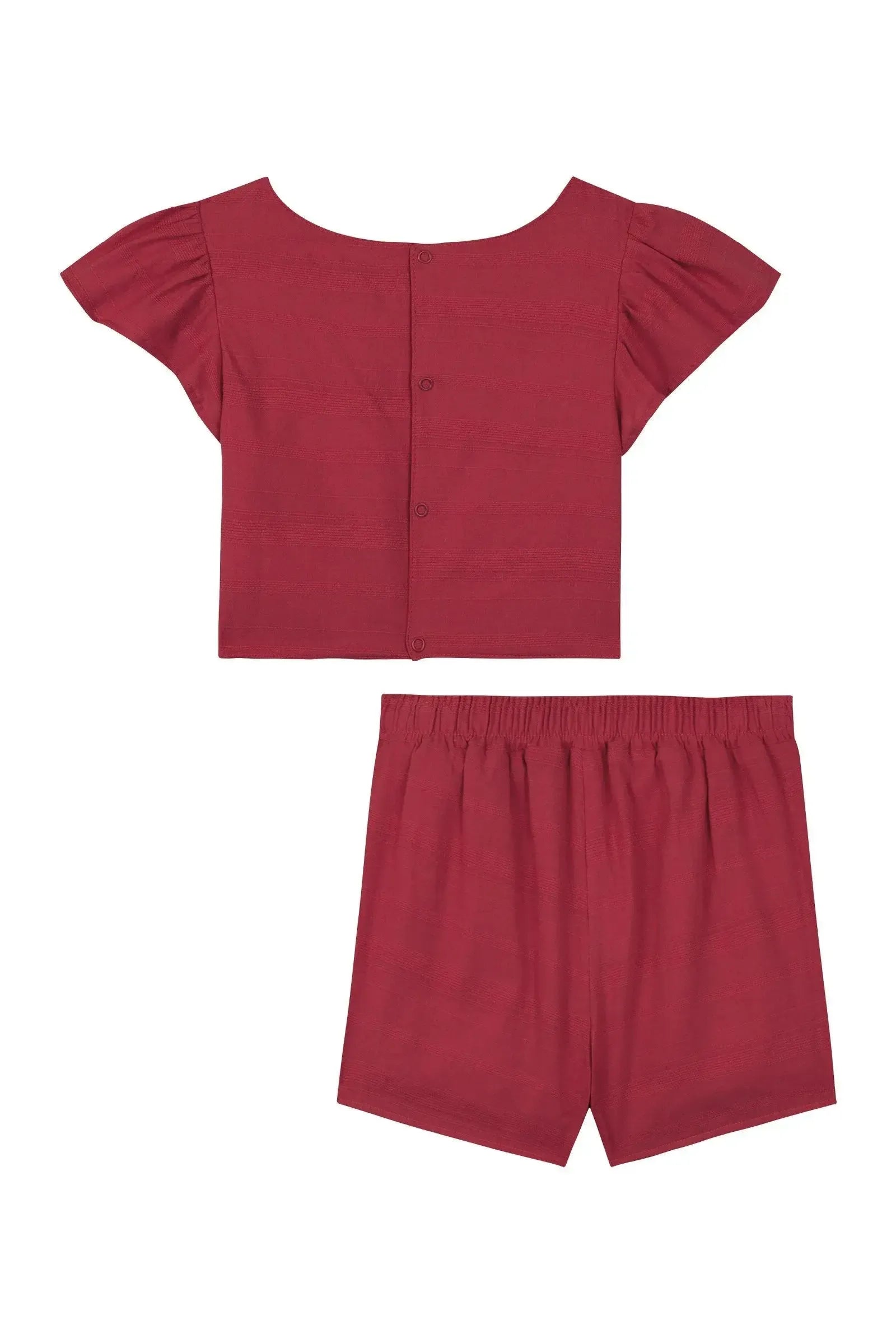 Conjunto de Blusa Cropped e Short Saia em Tricoline Textura 100% Algodão 87333 Kukiê Infantil Menina