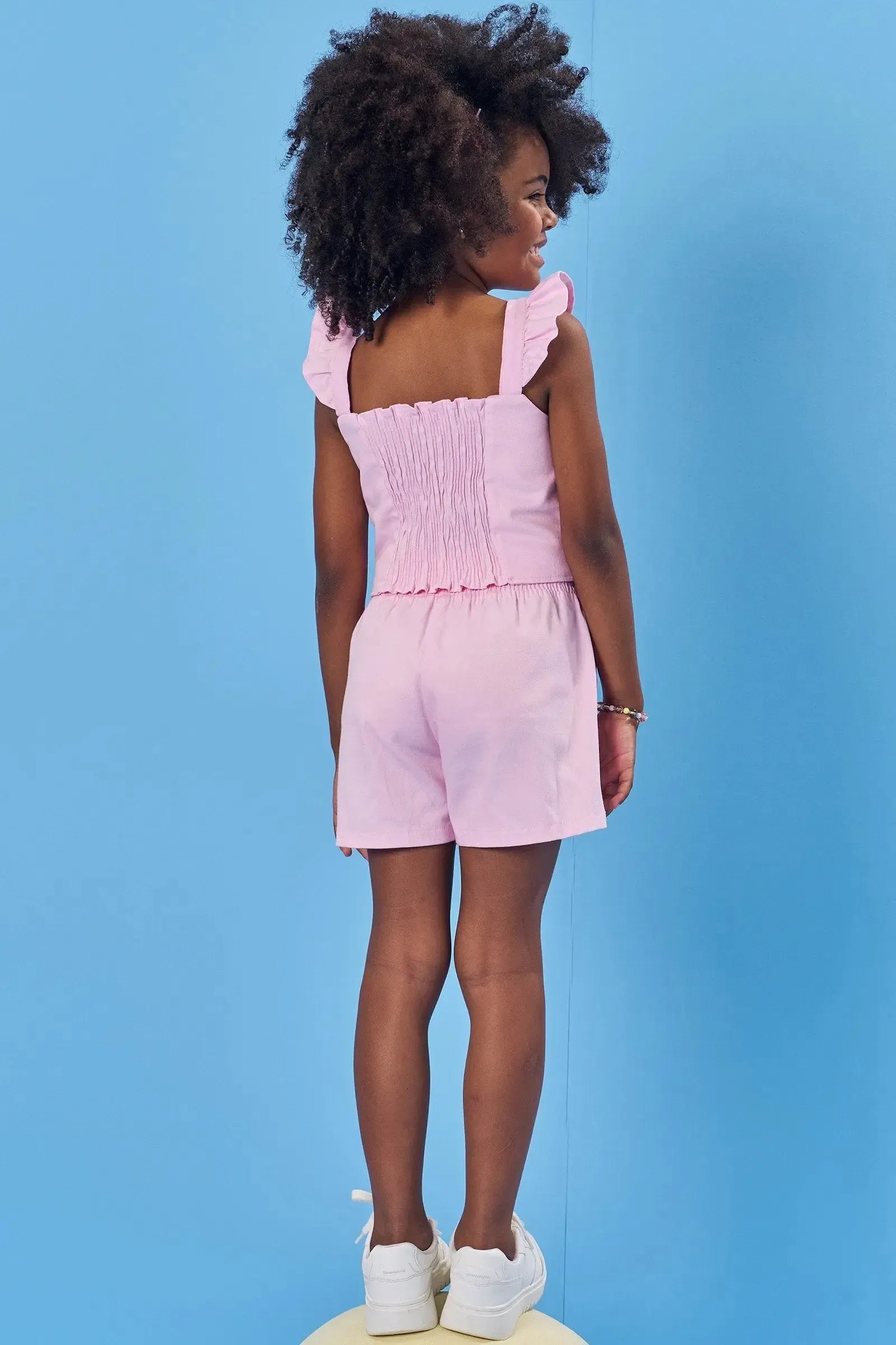 Conjunto de Blusa Cropped e Shorts em Sarja 84260 Kukiê Infantil Menina