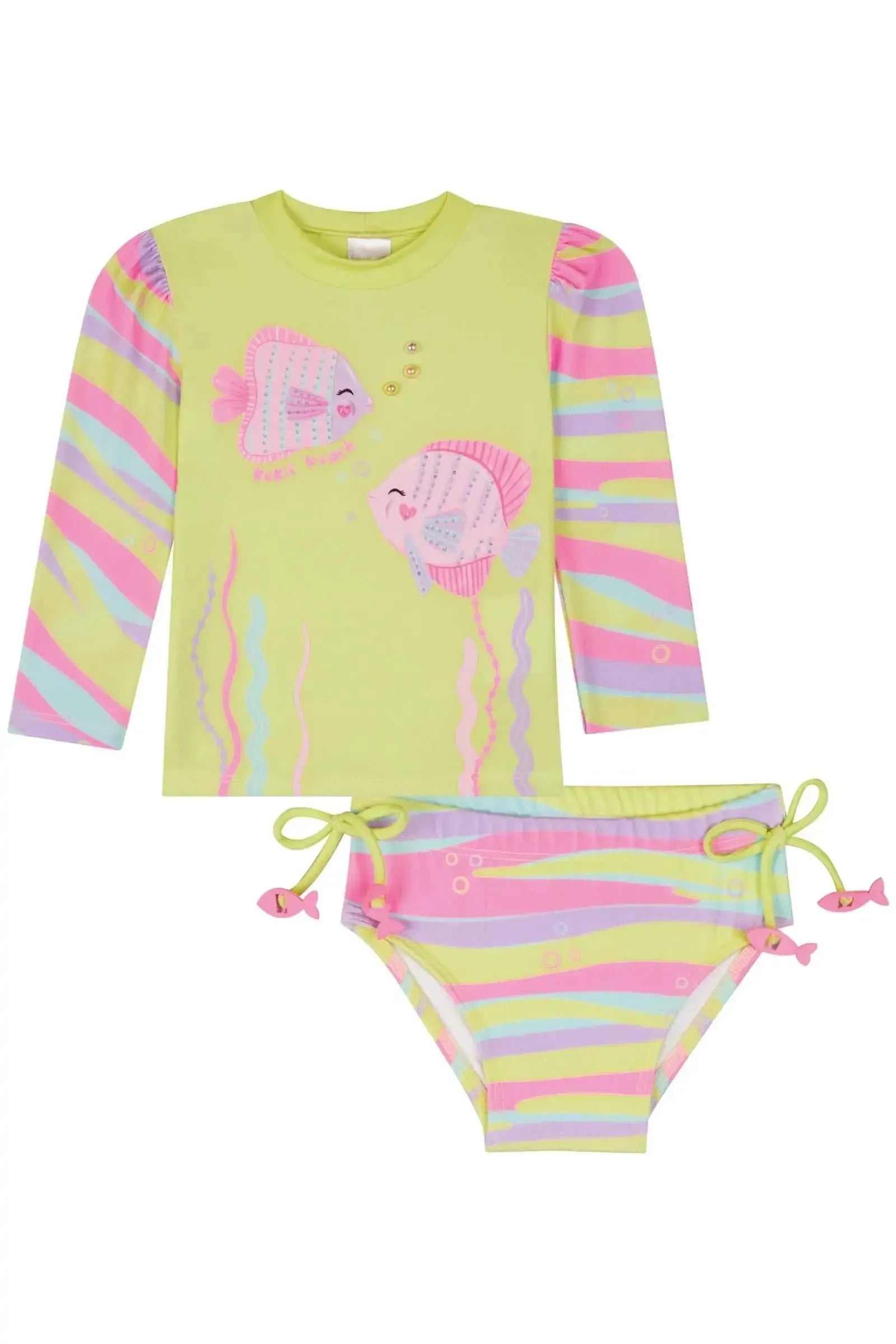 Conjunto de Blusa e Calcinha em Malha com Proteção UV50+ 83717 Kukiê Bebê Menina