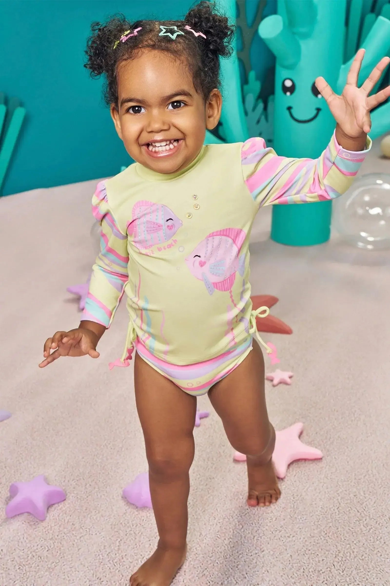 Conjunto de Blusa e Calcinha em Malha com Proteção UV50+ 83717 Kukiê Bebê Menina