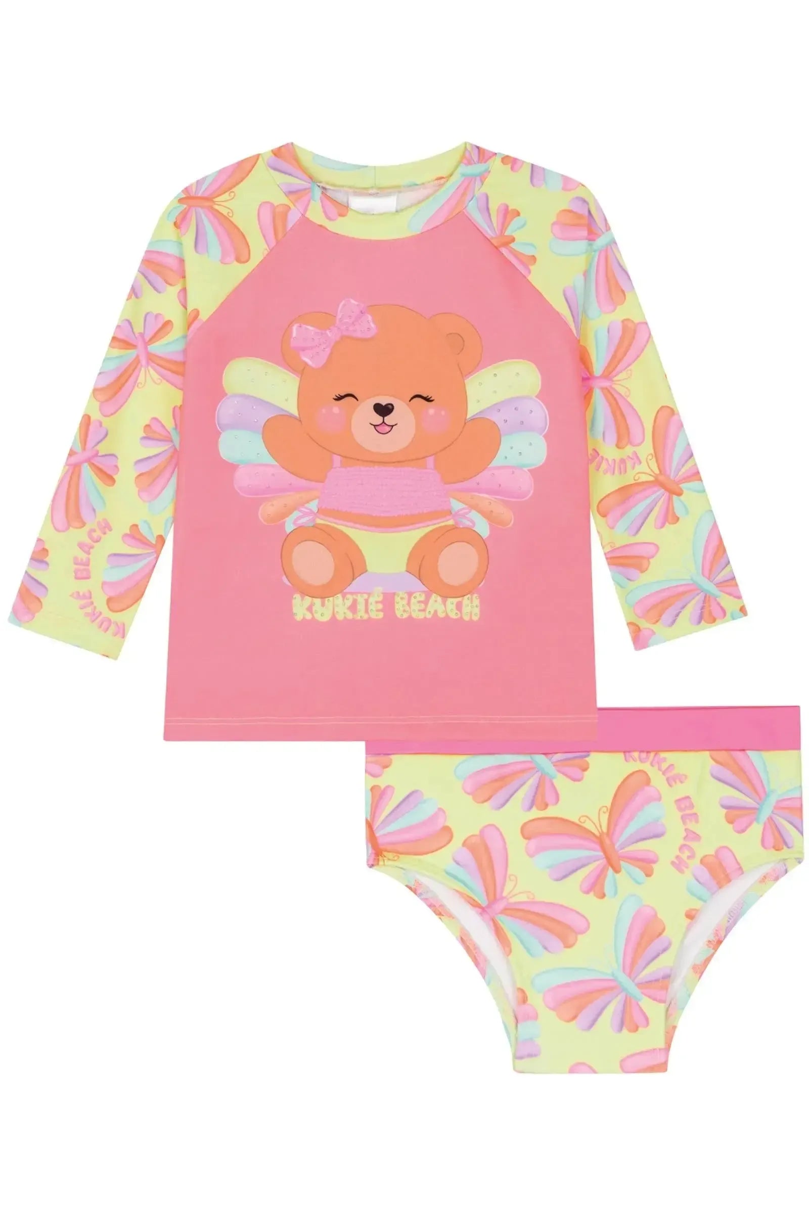 Conjunto de Blusa e Calcinha em Malha com Proteção UV50+ 84016 Kukiê Bebê Menina