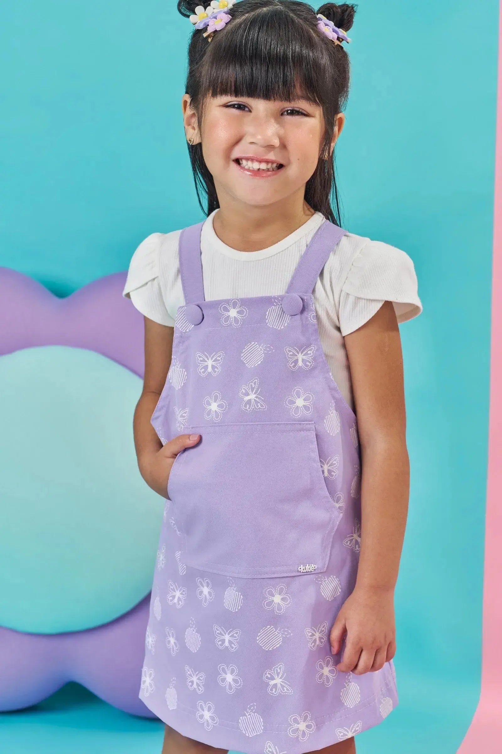 Conjunto de Blusa em Canelado e Salopete em Sarja com Elastano 85531 Kukiê Bebê Menina