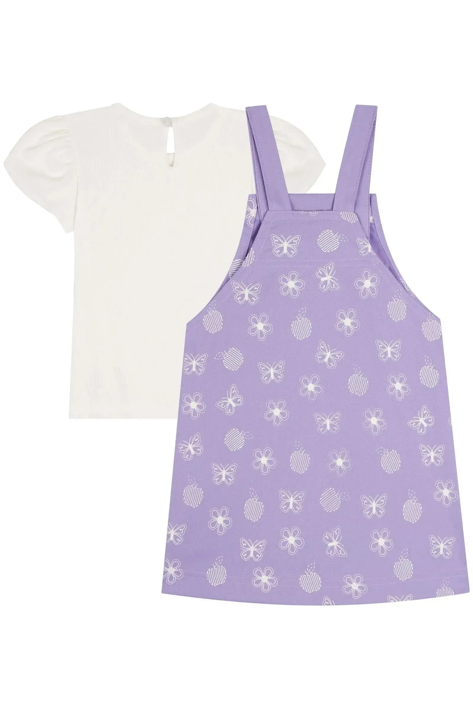 Conjunto de Blusa em Canelado e Salopete em Sarja com Elastano 85531 Kukiê Bebê Menina