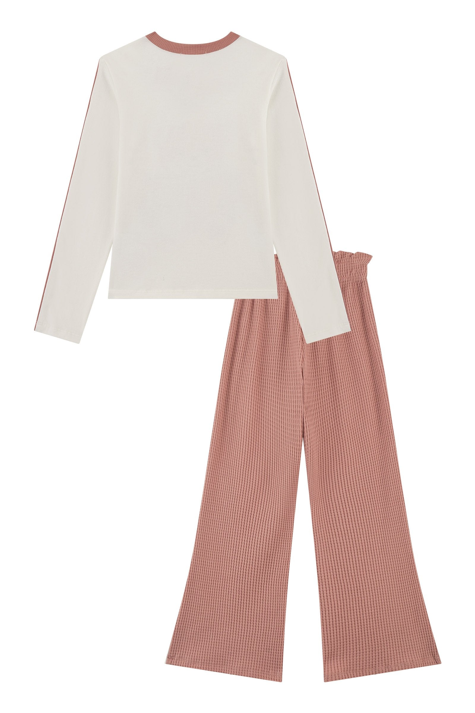 Conjunto de Blusa em Cotton e Calça em Malha Big Waffle 91718 Kukiê Infantil Menina