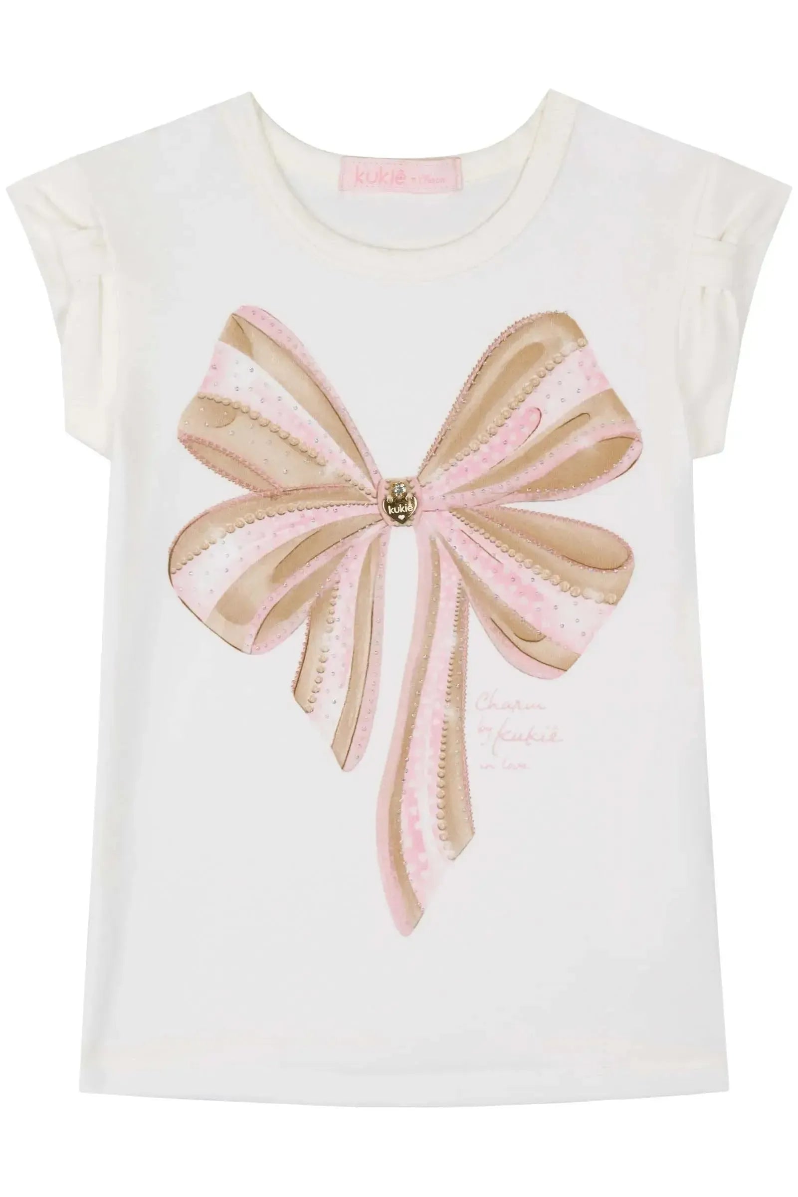 Conjunto de Blusa em Cotton e Saia em Tricoline 100% Algodão (com Shorts Embutido) 85794 Kukiê Infantil Menina